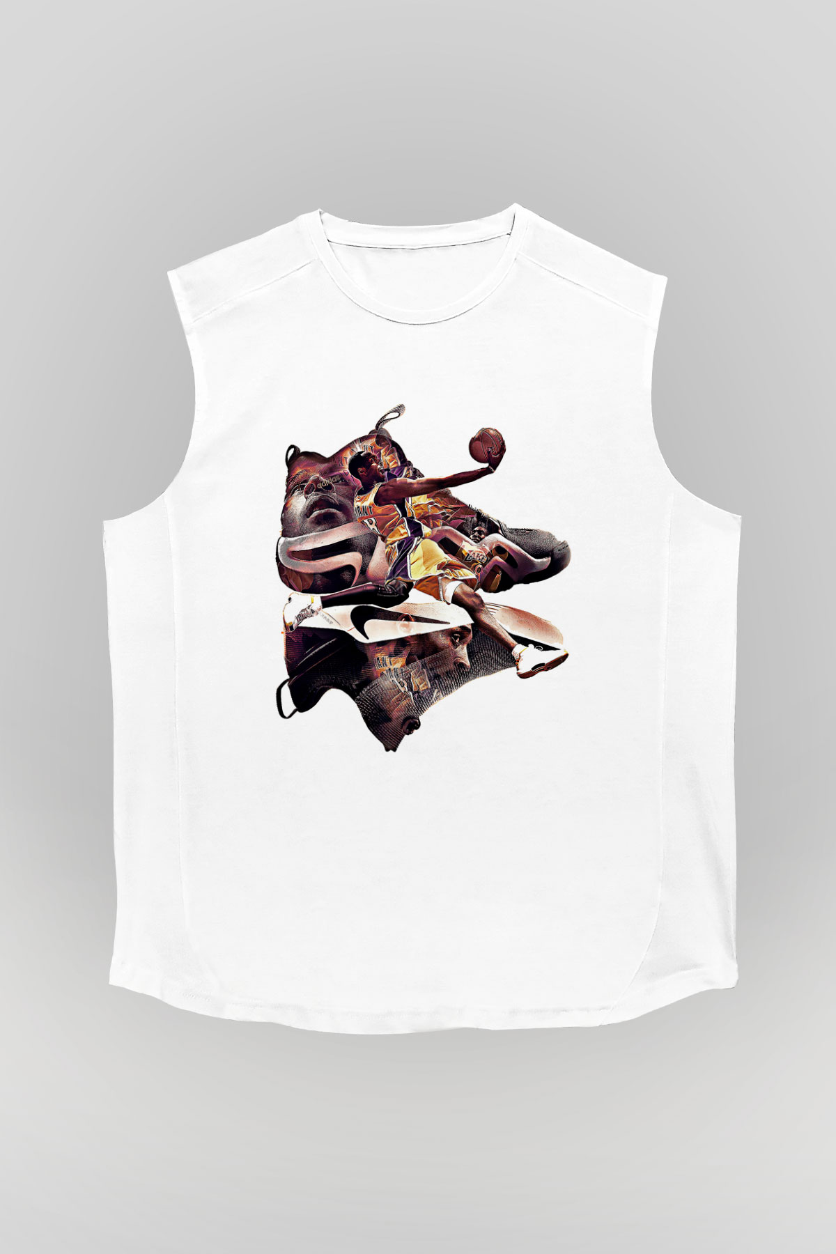 Black Mamba Baskılı Beyaz Unisex Kolsuz Tişört - Tshirt