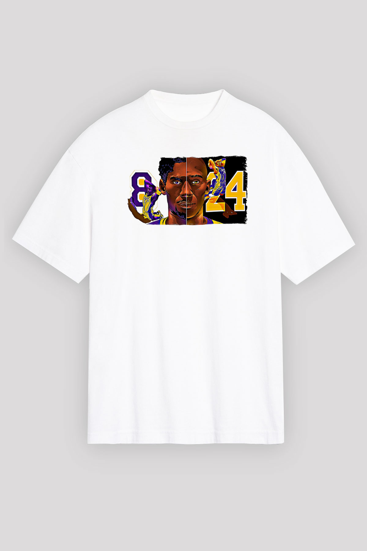 Black Mamba Baskılı Beyaz Unisex Oversize Tişört - Tshirt