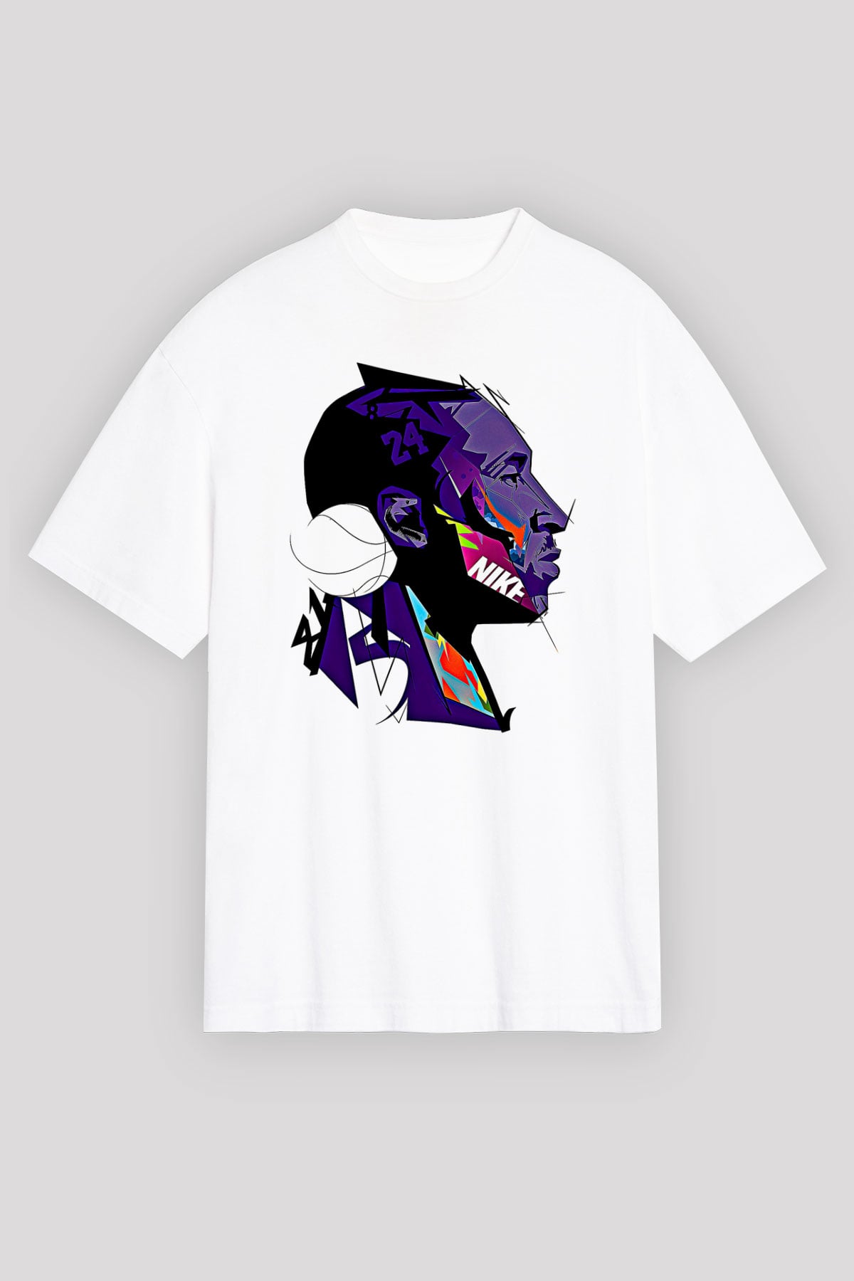 Black Mamba Baskılı Beyaz Unisex Oversize Tişört - Tshirt