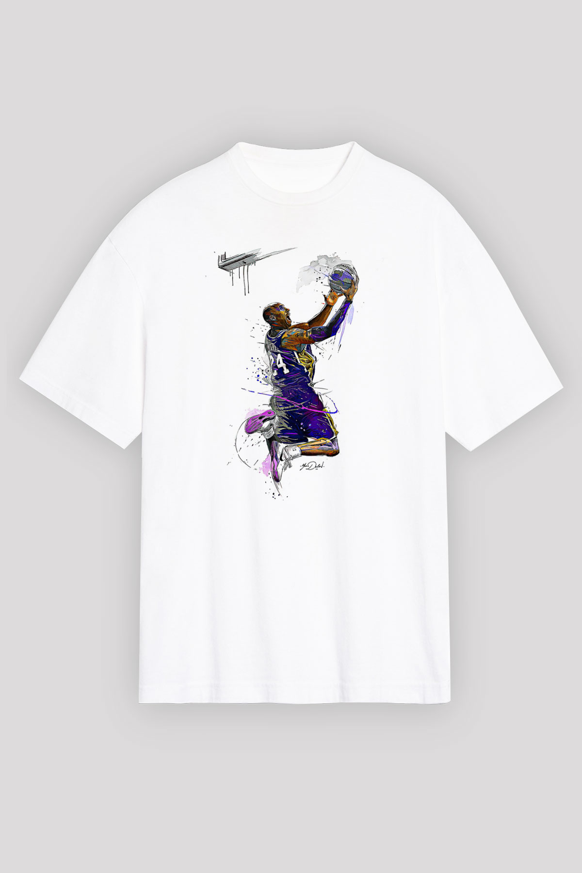 Black Mamba Baskılı Beyaz Unisex Oversize Tişört - Tshirt