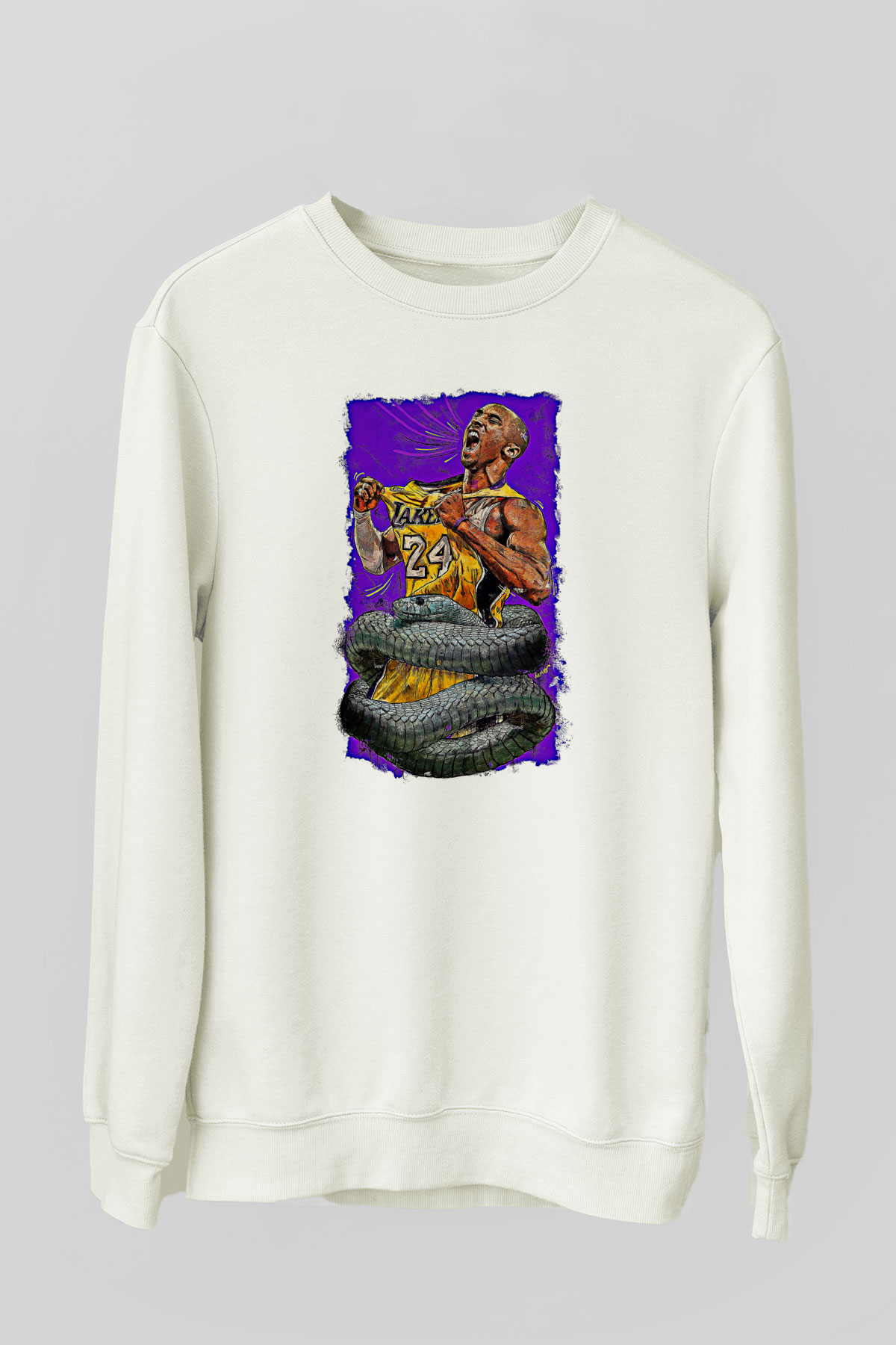 Black Mamba Baskılı Beyaz Unisex Sweatshirt