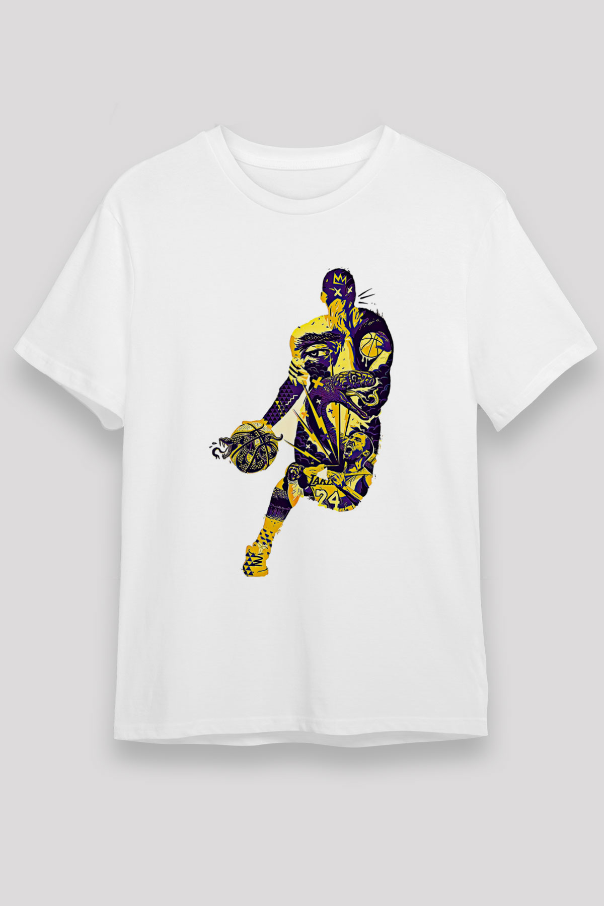 Black Mamba Baskılı Unisex Beyaz Tişört - Tshirt