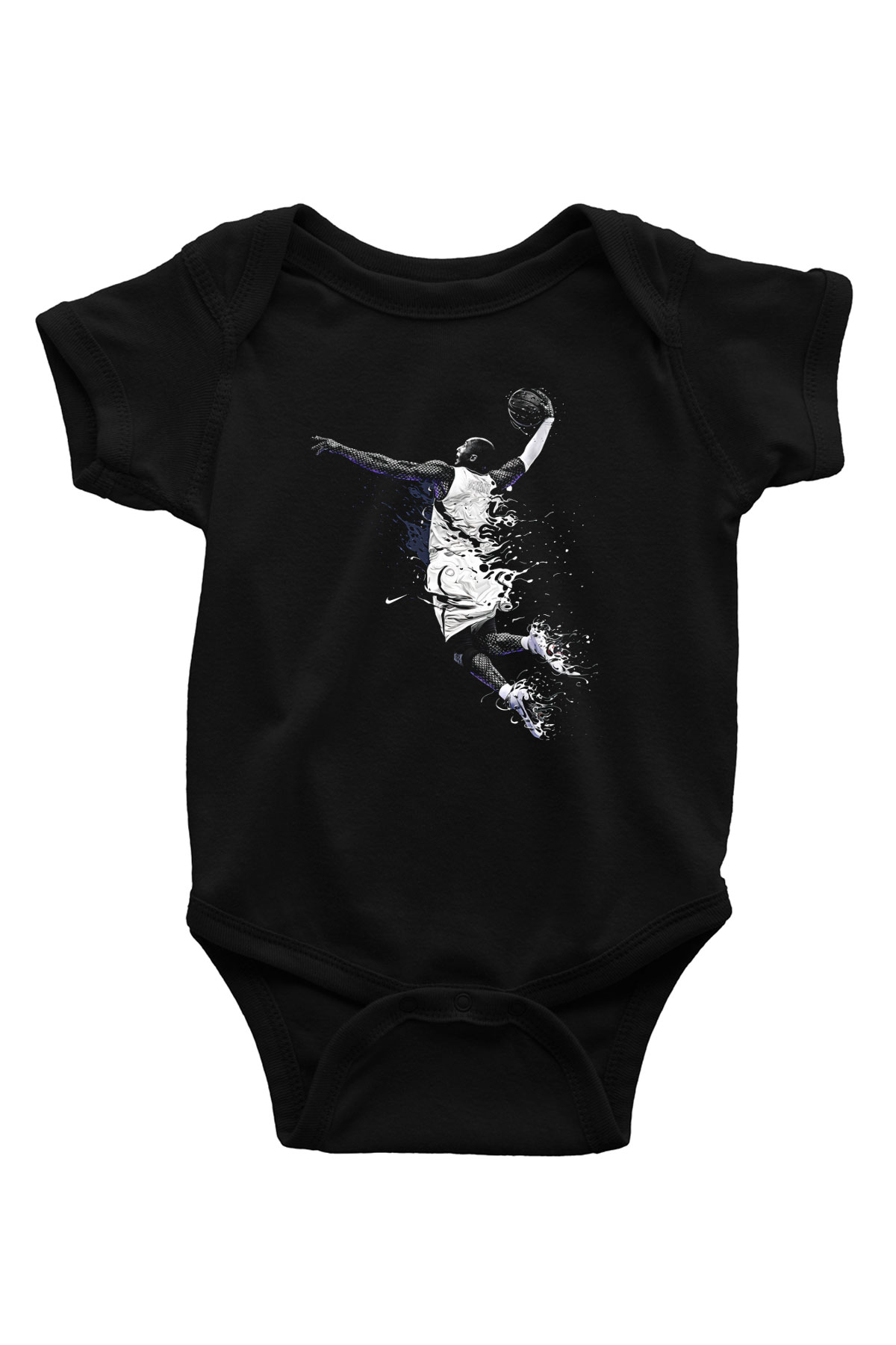 Black Mamba Baskılı Unisex Siyah Bebek Body - Zıbın