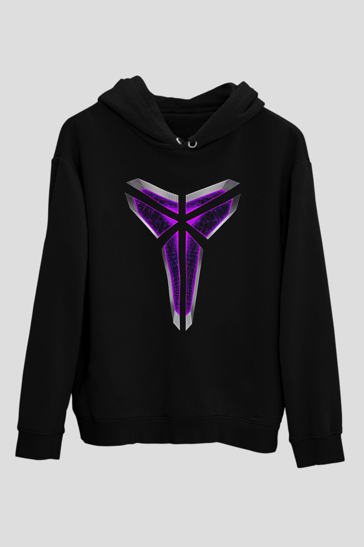 Black Mamba Baskılı Unisex Siyah Kapüşonlu Sweatshirt