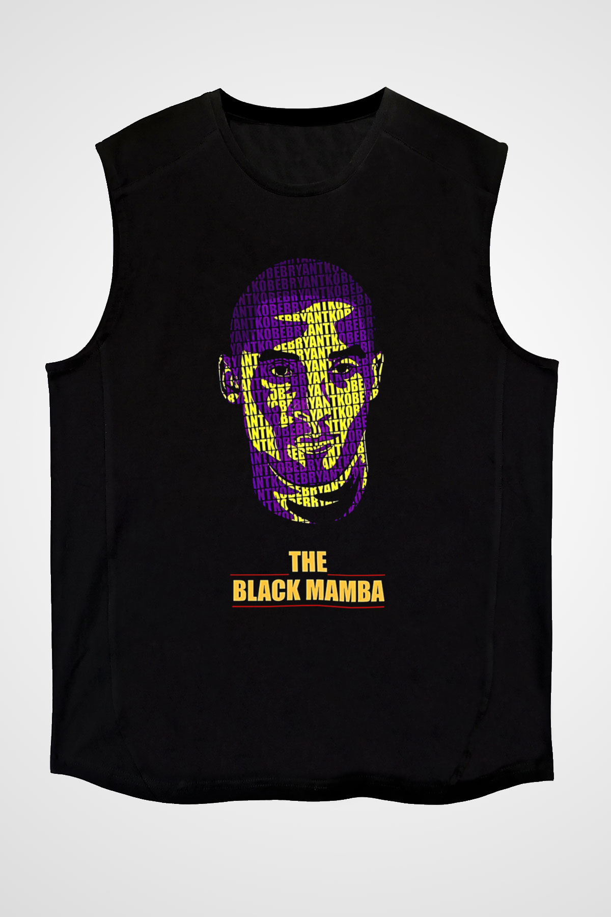 Black Mamba Baskılı Unisex Siyah Kolsuz Tişört - Tshirt