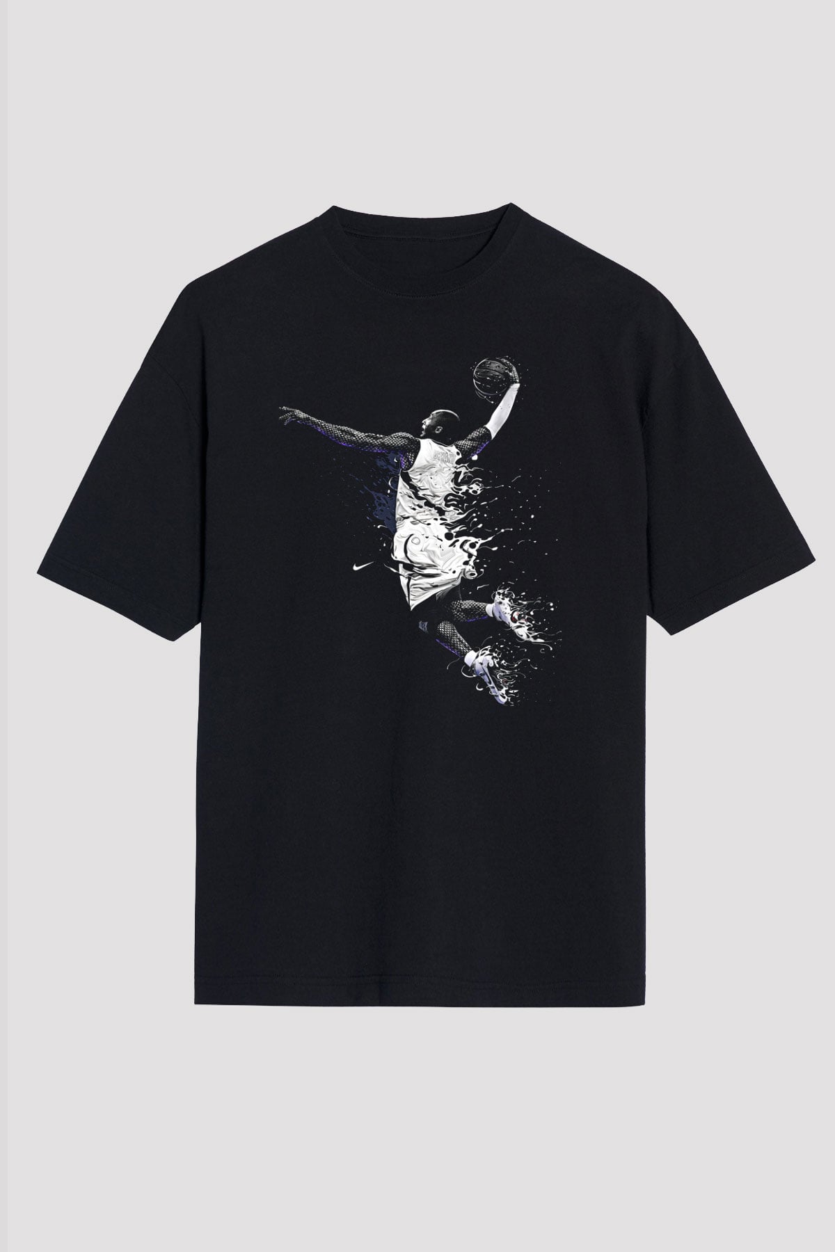 Black Mamba Baskılı Unisex Siyah Oversize Tişört - Tshirt