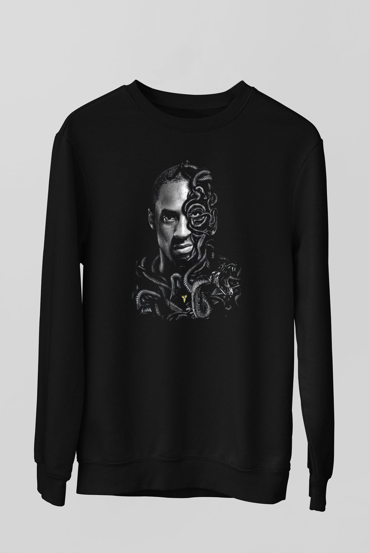 Black Mamba Baskılı Unisex Siyah Sweatshirt