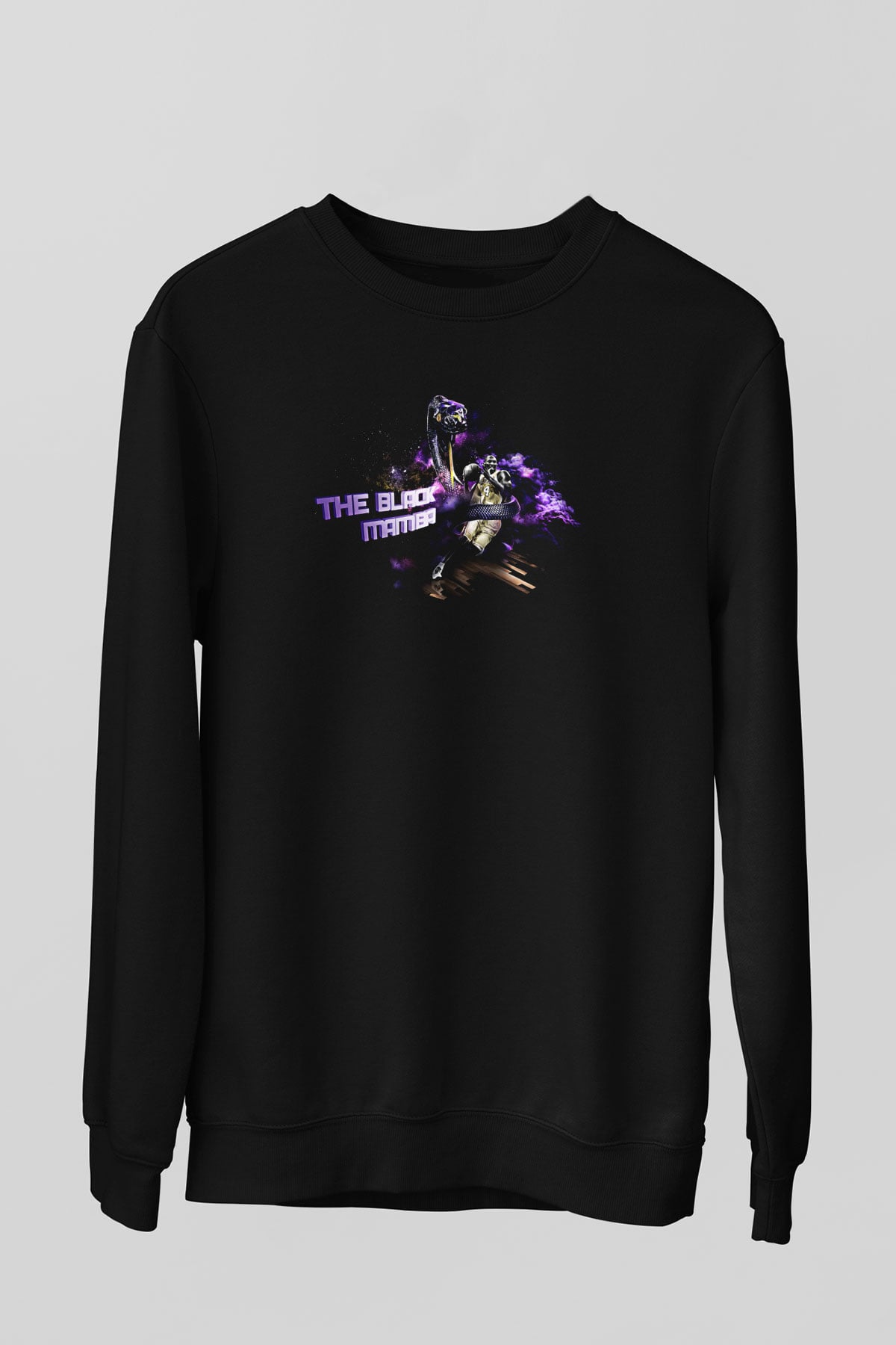 Black Mamba Baskılı Unisex Siyah Sweatshirt