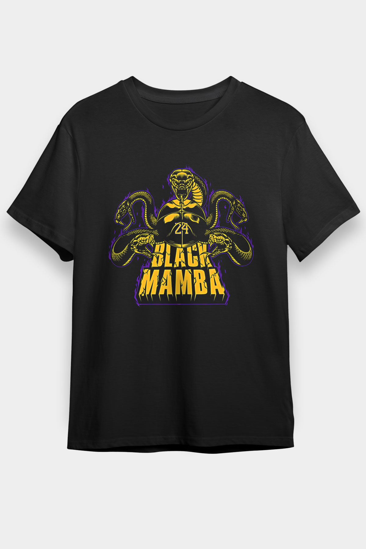Black Mamba Baskılı Unisex Siyah Tişört - Tshirt