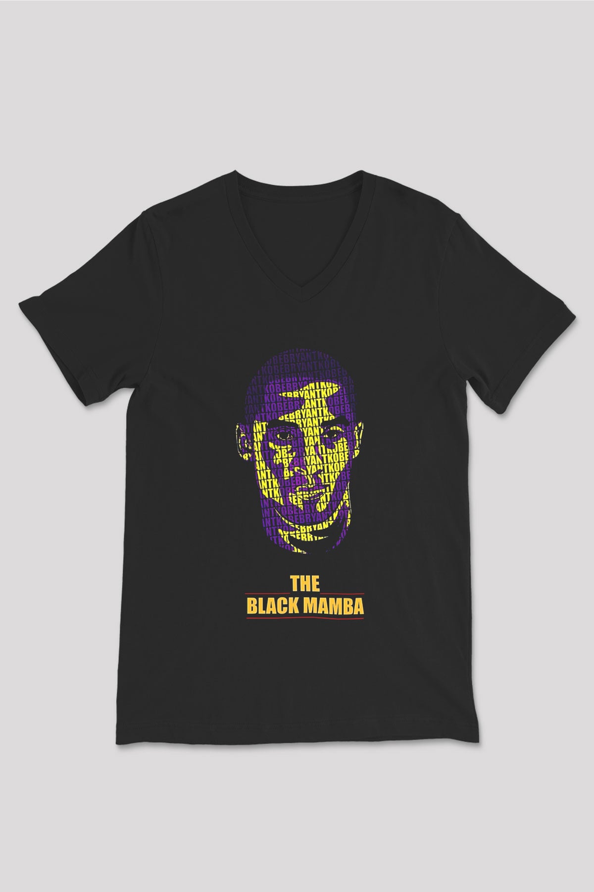 Black Mamba Baskılı Unisex Siyah V Yaka Tişört - Tshirt