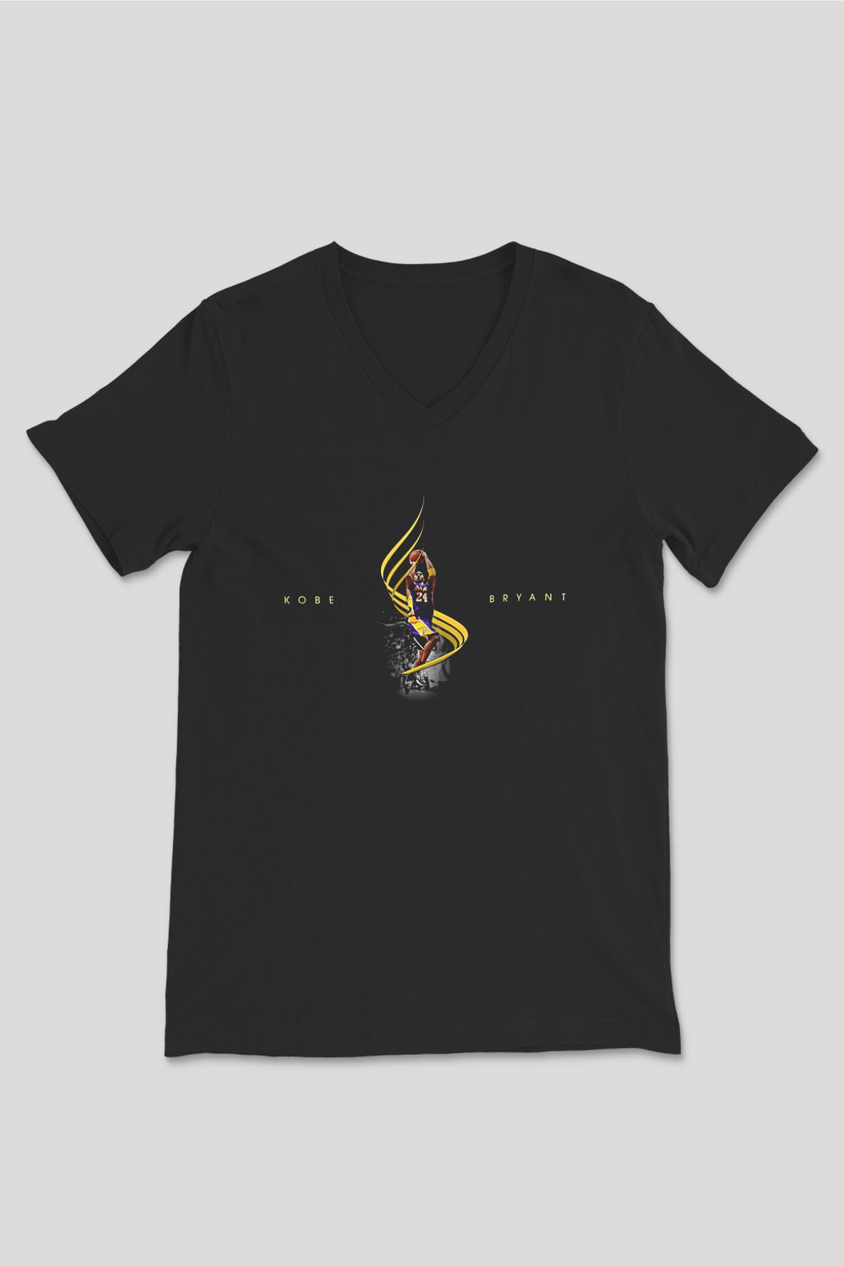 Black Mamba Baskılı Unisex Siyah V Yaka Tişört - Tshirt