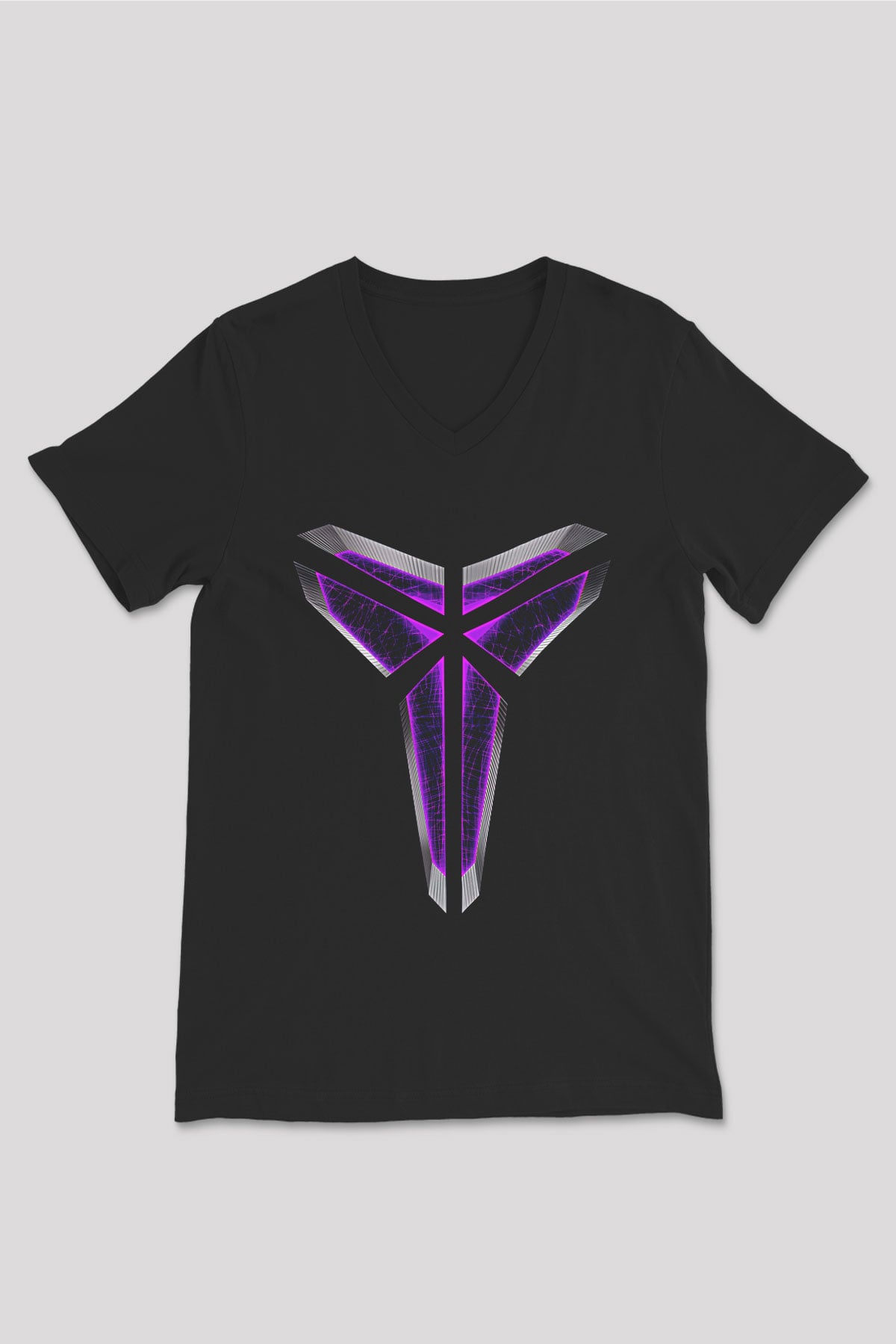 Black Mamba Baskılı Unisex Siyah V Yaka Tişört - Tshirt