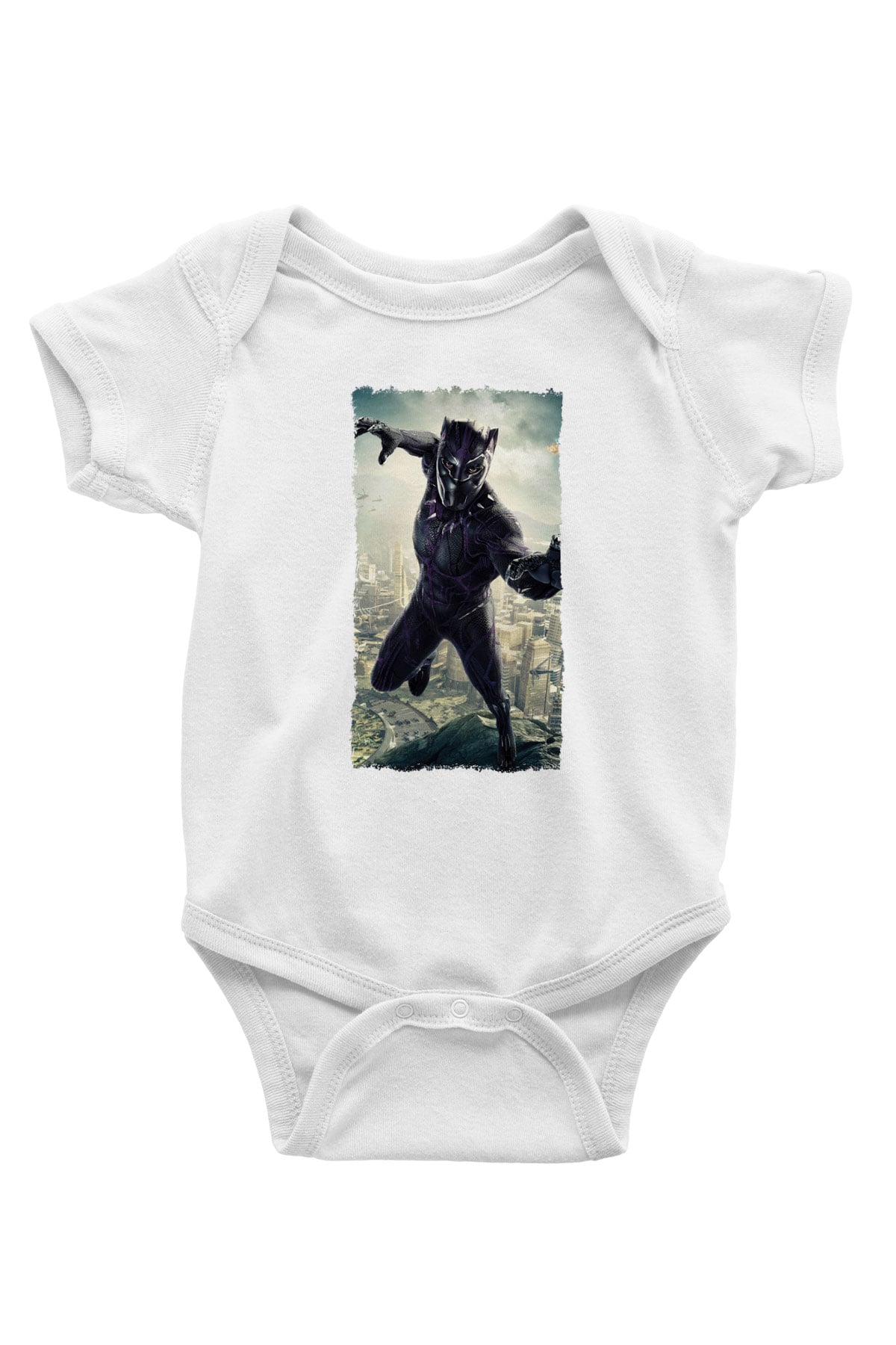 Black Panther Beyaz Bebek Body - Zıbın