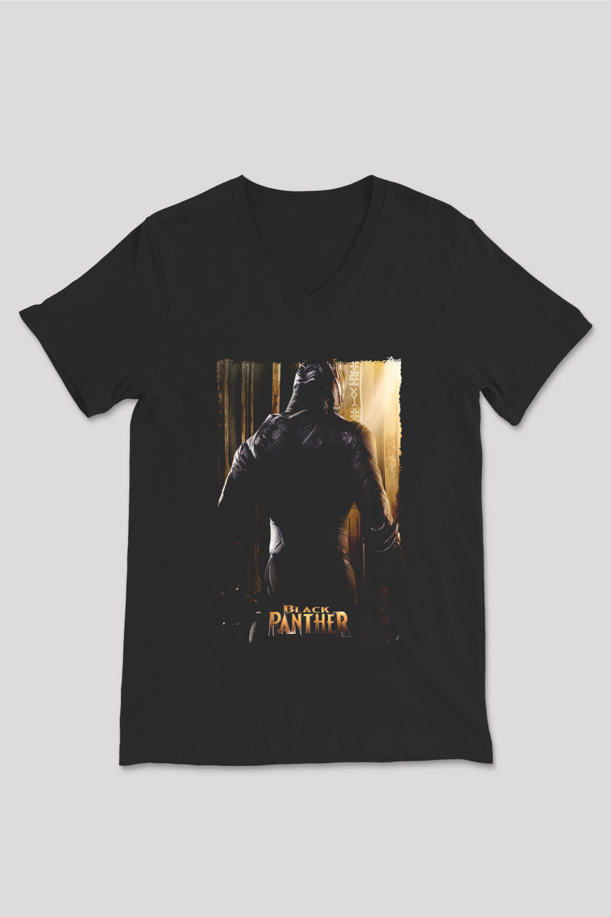 Black Panther Siyah Unisex V Yaka Tişört