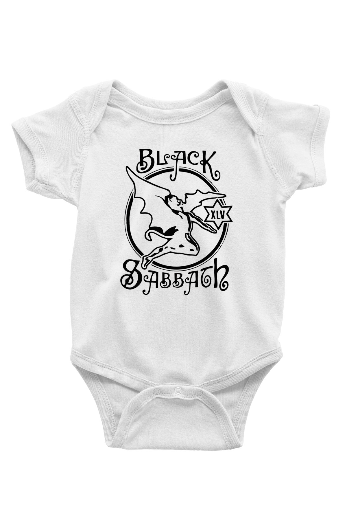 Black Sabbath Baskılı Beyaz Unisex Bebek Body - Zıbın