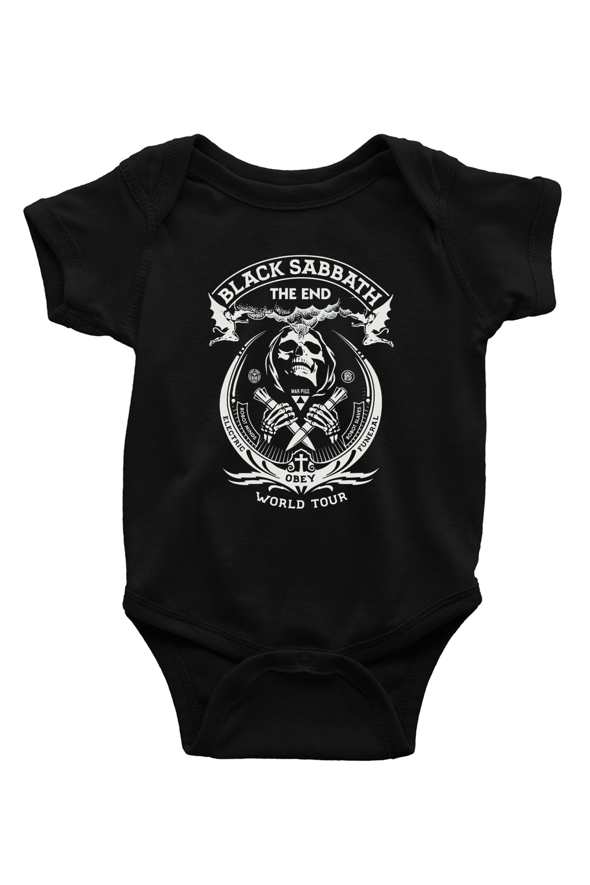 Black Sabbath Baskılı Siyah Bebek Body - Zıbın