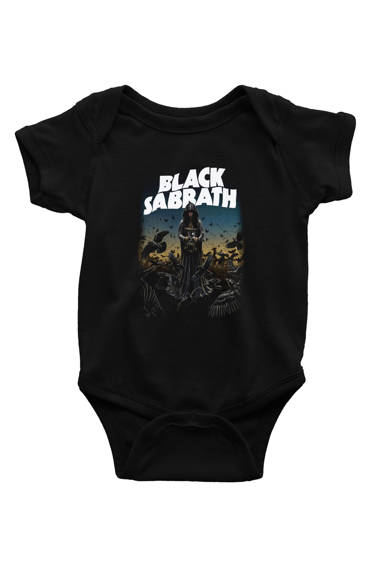 Black Sabbath Baskılı Siyah Bebek Body - Zıbın