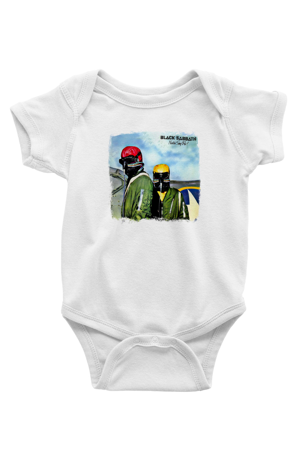 Black Sabbath Baskılı Unisex Beyaz Bebek Body - Zıbın