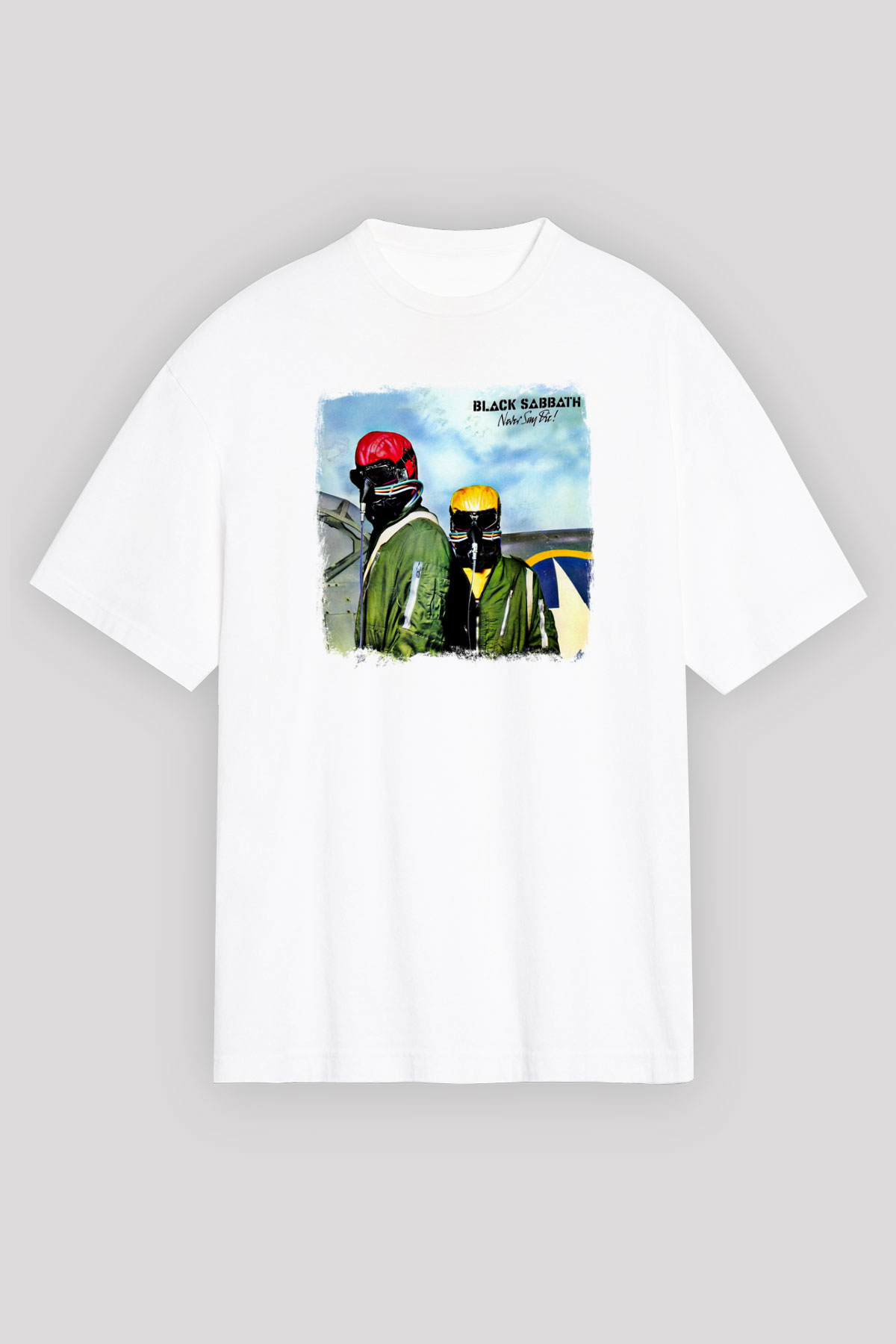 Black Sabbath Baskılı Unisex Beyaz Oversize Tişört