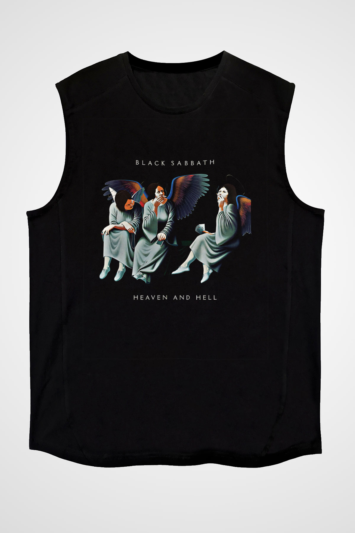 Black Sabbath Baskılı Unisex Siyah Kolsuz Tişört
