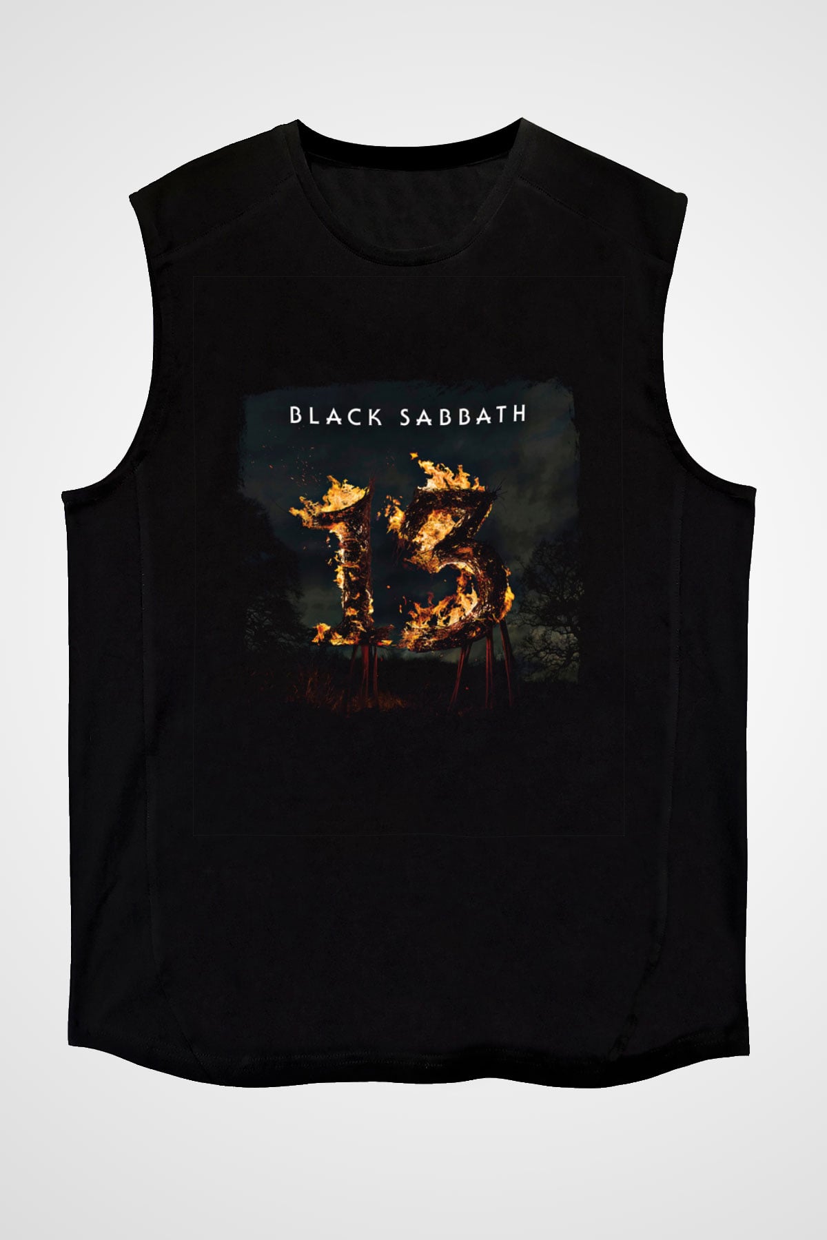 Black Sabbath Baskılı Unisex Siyah Kolsuz Tişört