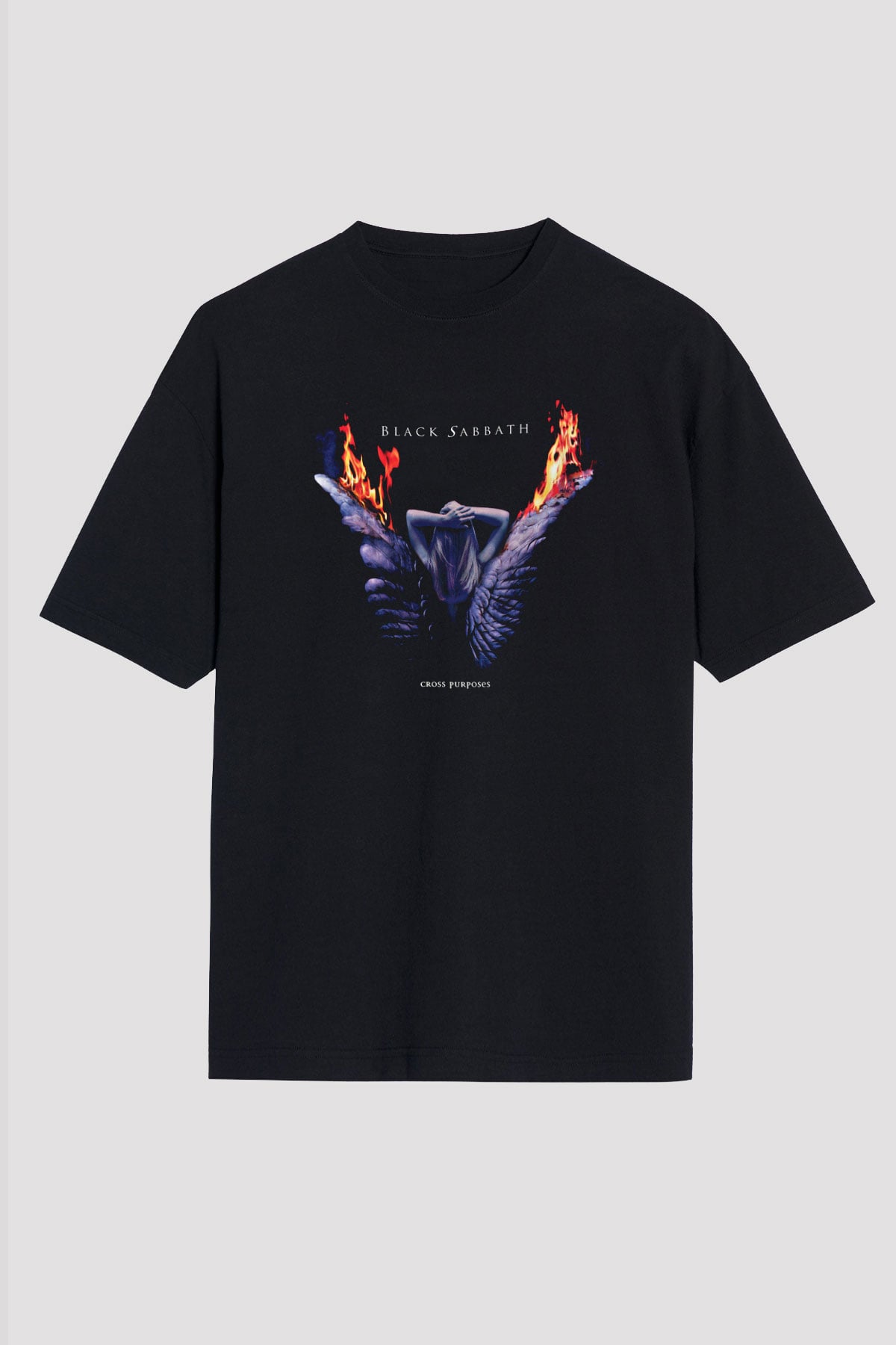 Black Sabbath Baskılı Unisex Siyah Oversize Tişört