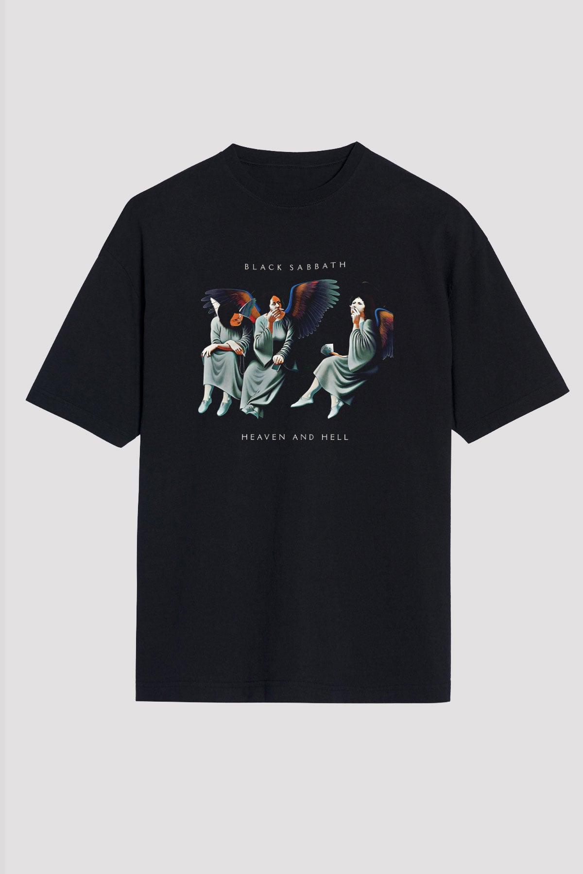 Black Sabbath Baskılı Unisex Siyah Oversize Tişört