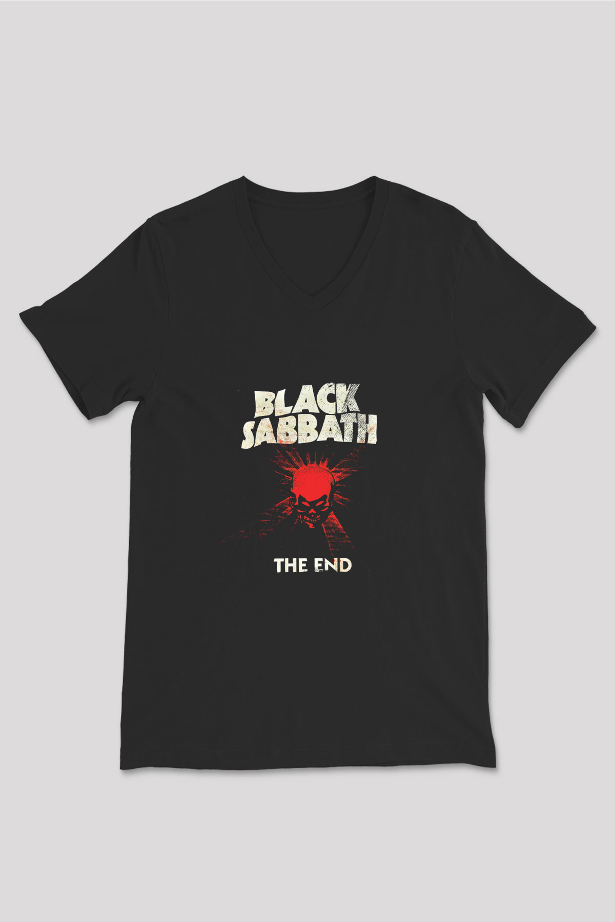 Black Sabbath Baskılı Unisex Siyah V Yaka Tişört