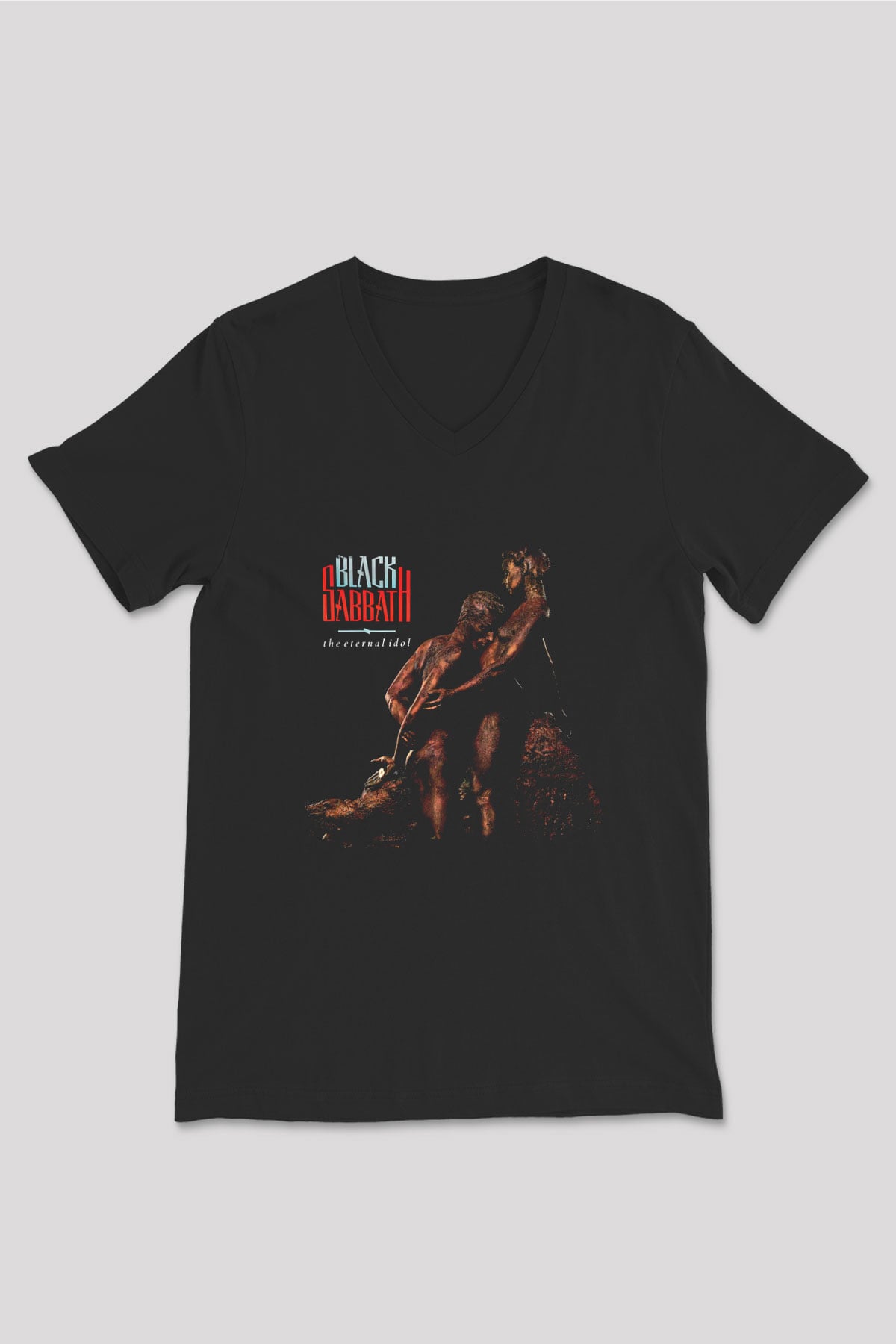 Black Sabbath Baskılı Unisex Siyah V Yaka Tişört