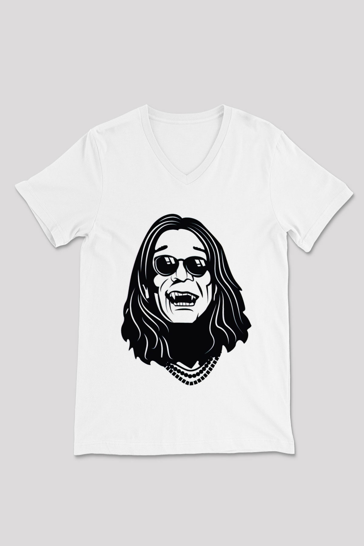 Black Sabbath Beyaz Unisex V Yaka Tişört