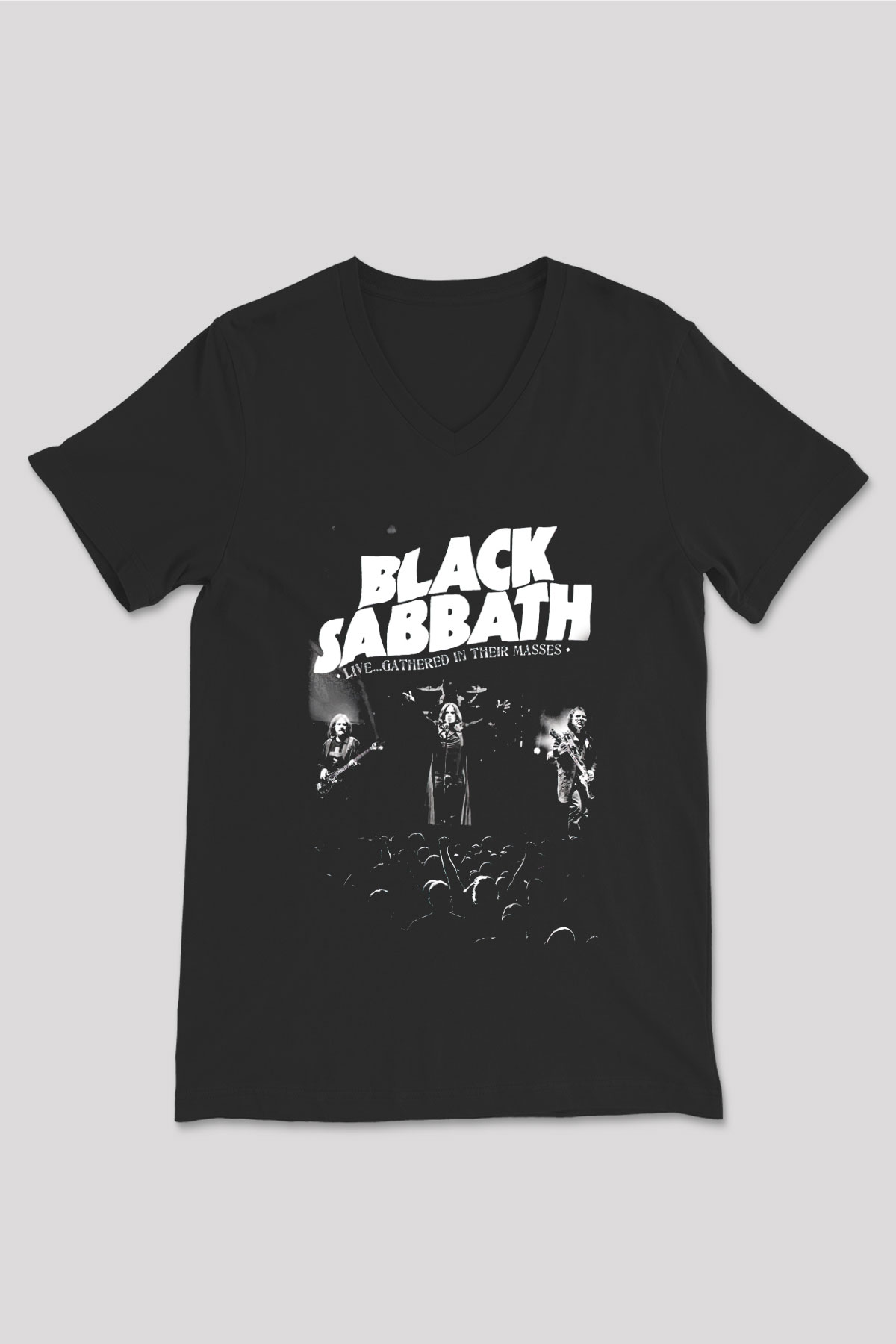 Black Sabbath Gathered İn Their Masses Siyah Unisex V Yaka Tişört