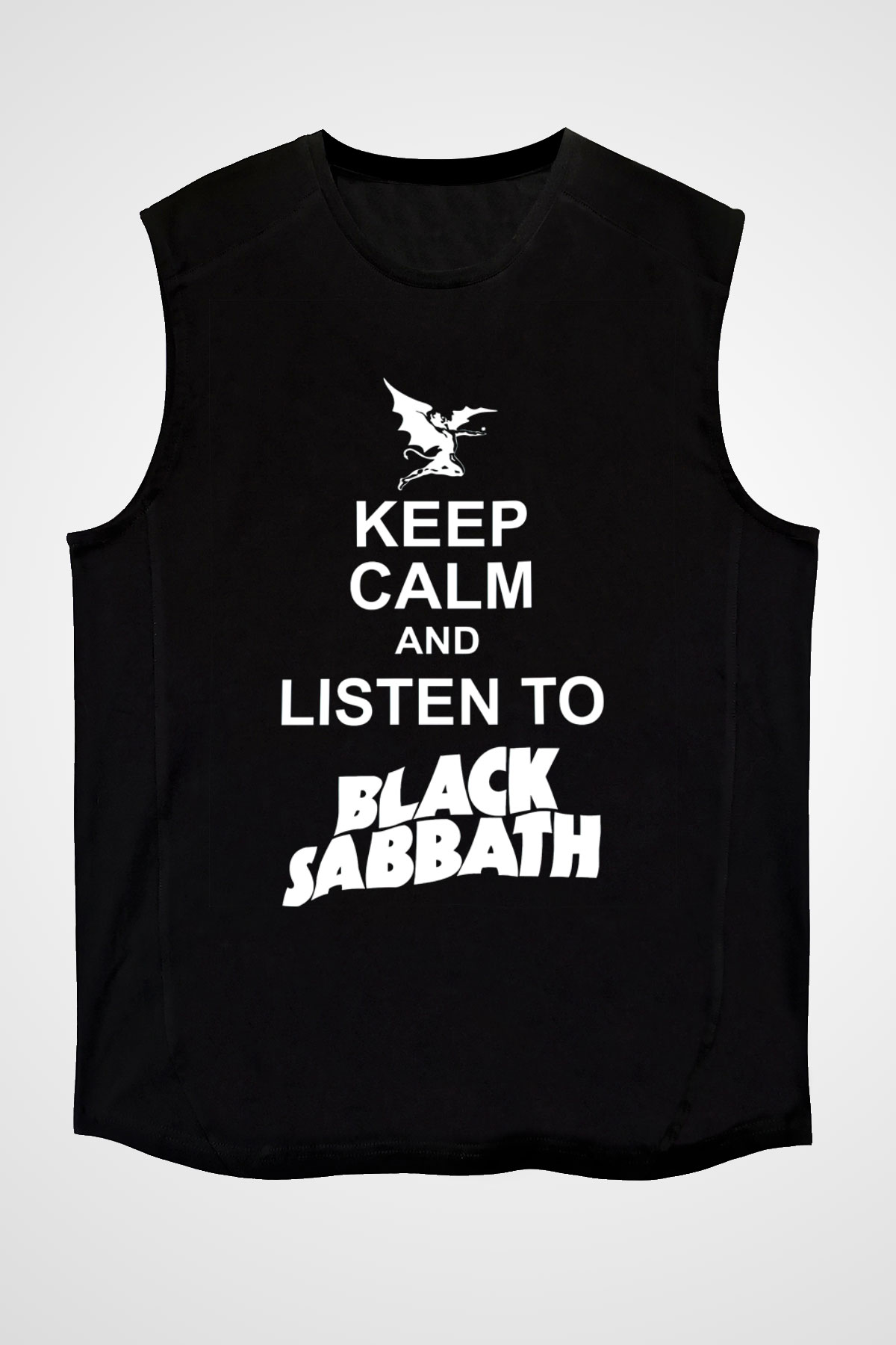 Black Sabbath Keep Calm And Listen To Black Sabbath Siyah Unisex Kolsuz Tişört