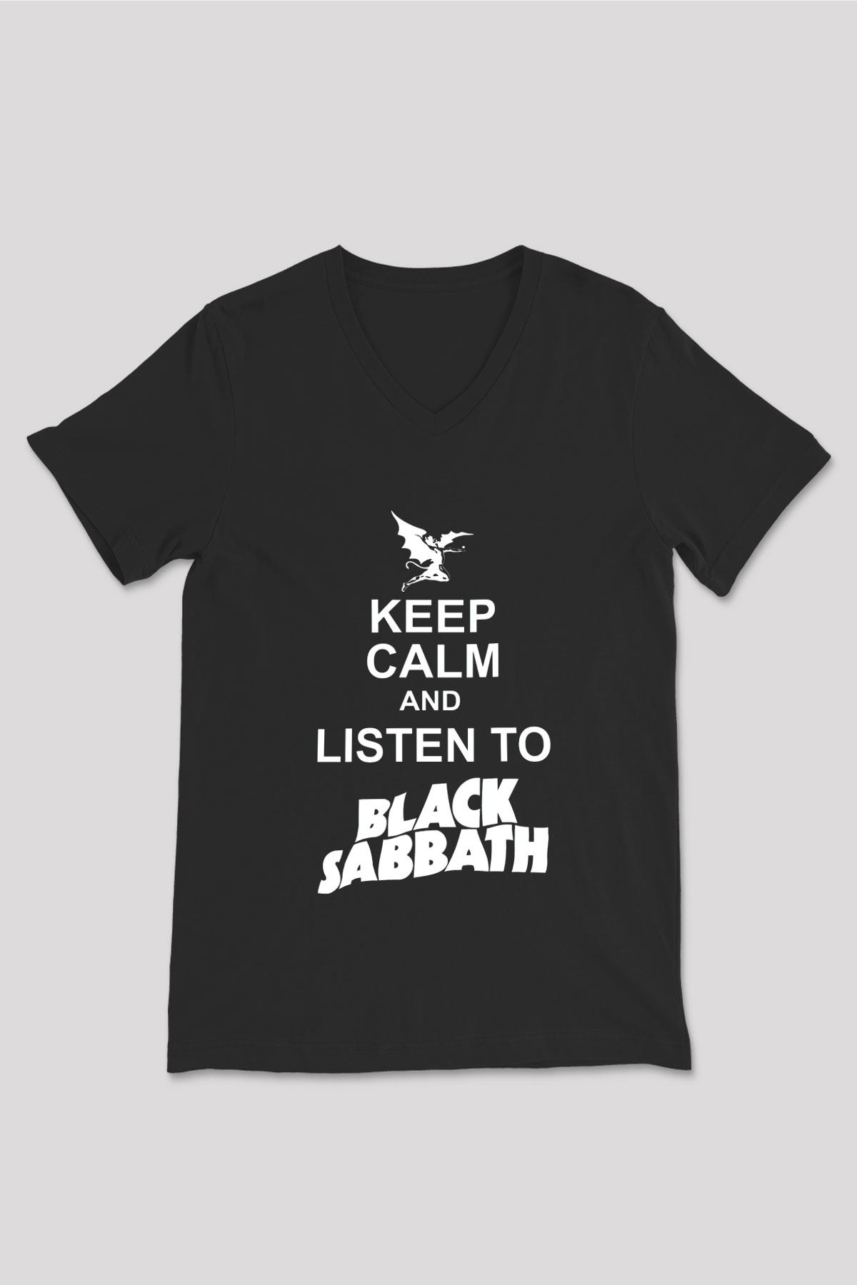Black Sabbath Siyah Unisex V Yaka Tişört T-Shirt
