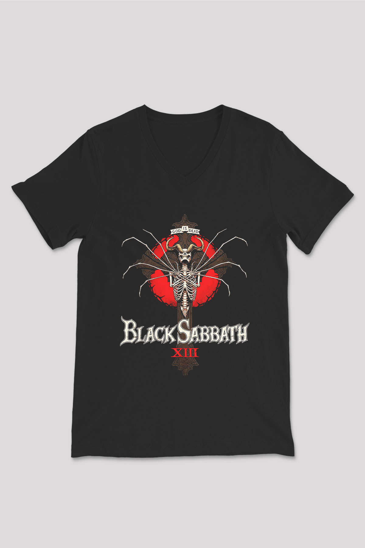 Black Sabbath Siyah Unisex V Yaka Tişört T-Shirt