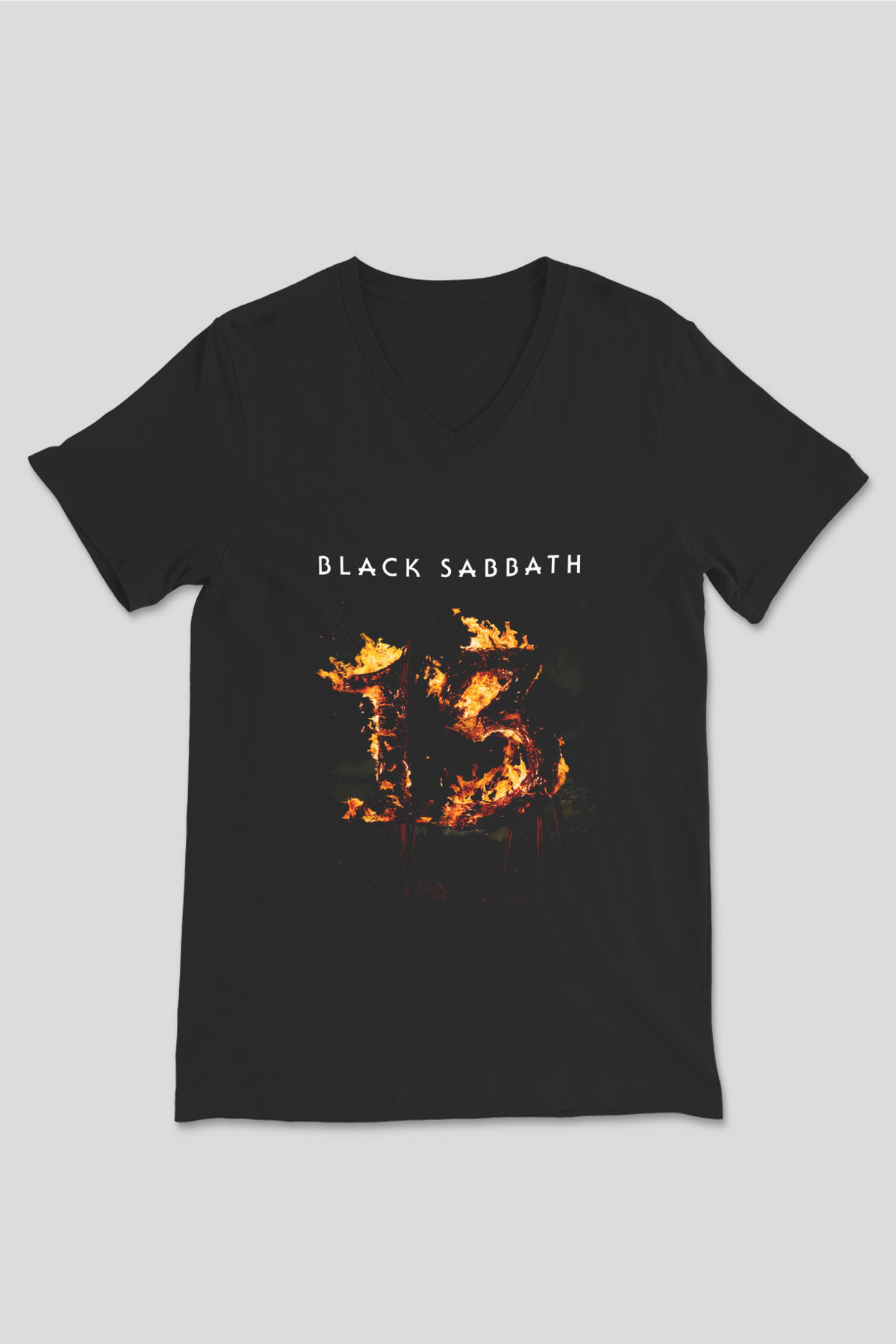 Black Sabbath Siyah Unisex V Yaka Tişört T-Shirt
