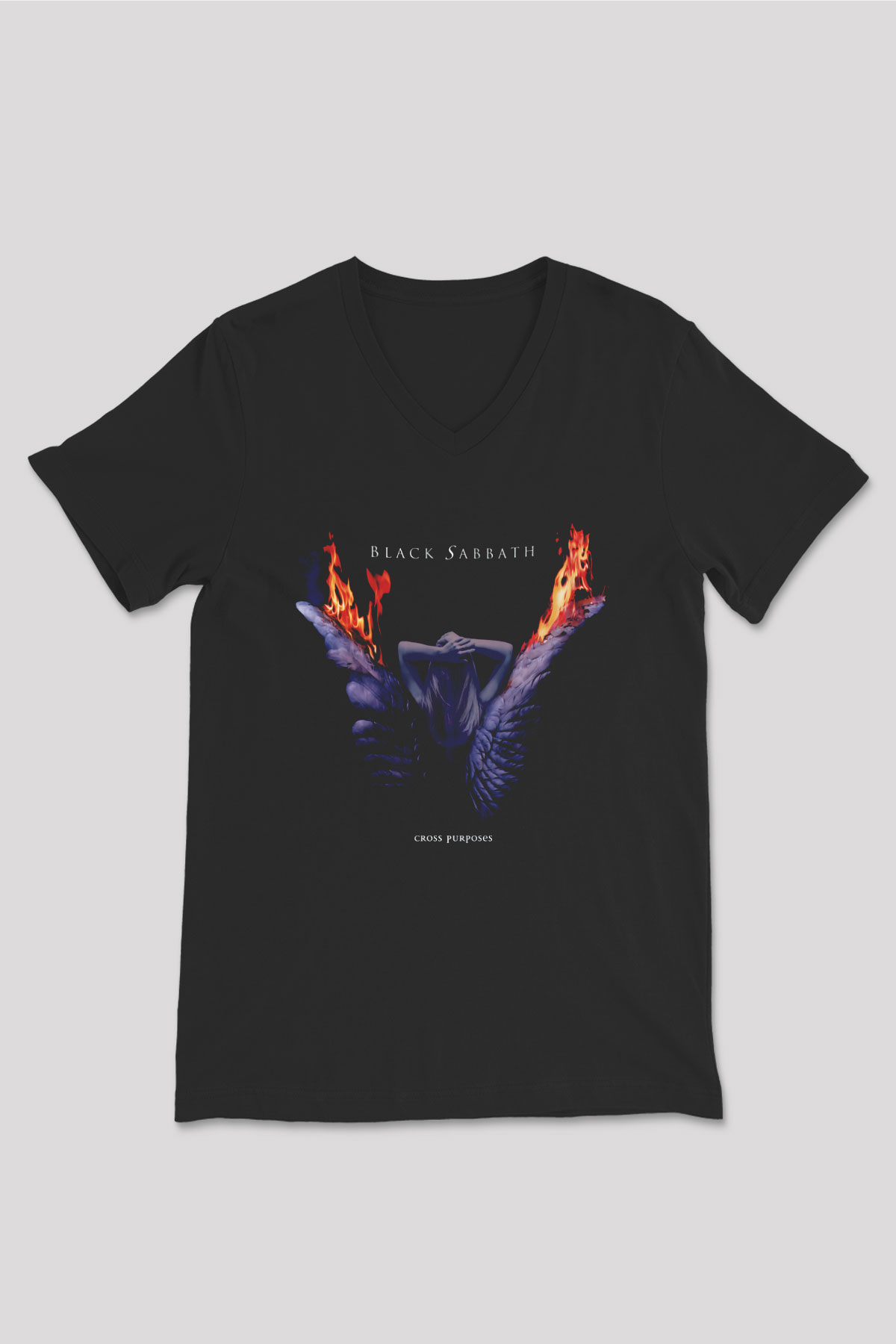Black Sabbath Siyah Unisex V Yaka Tişört T-Shirt