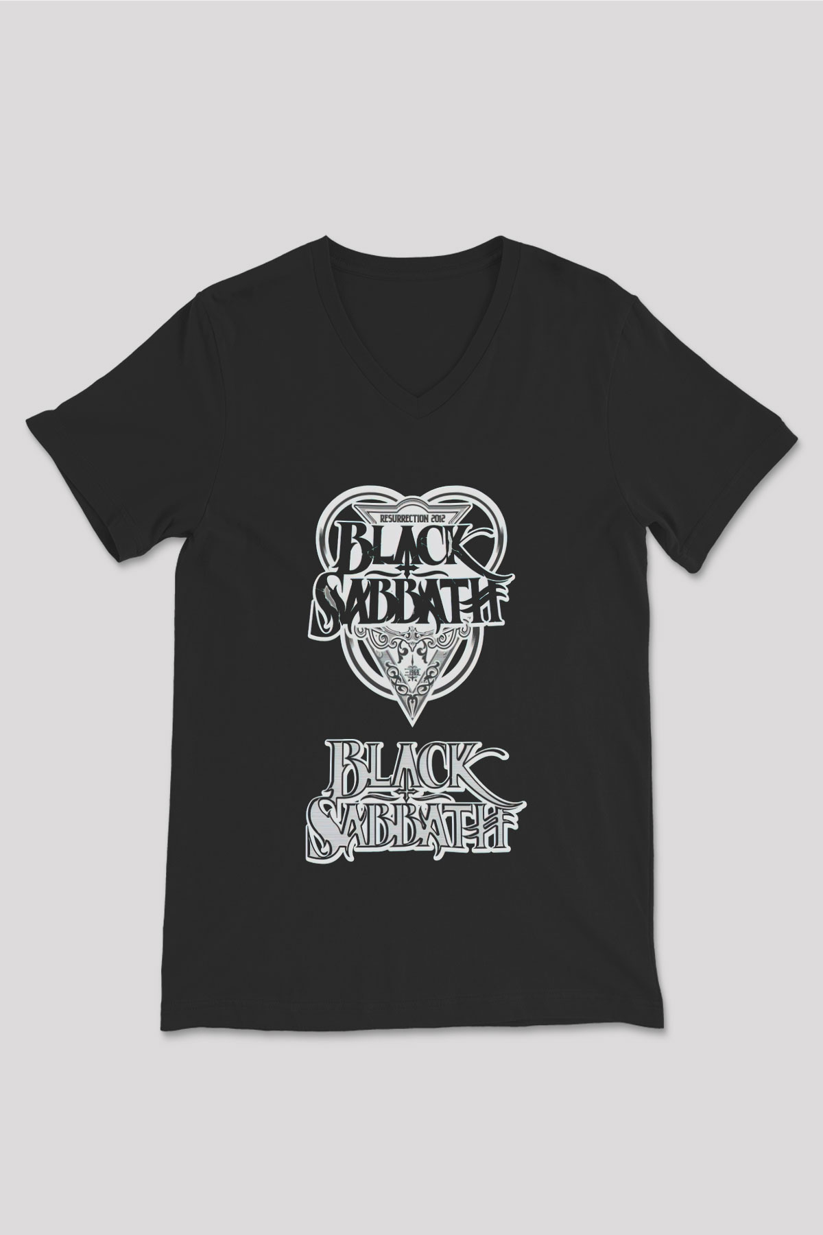 Black Sabbath Siyah Unisex V Yaka Tişört T-Shirt