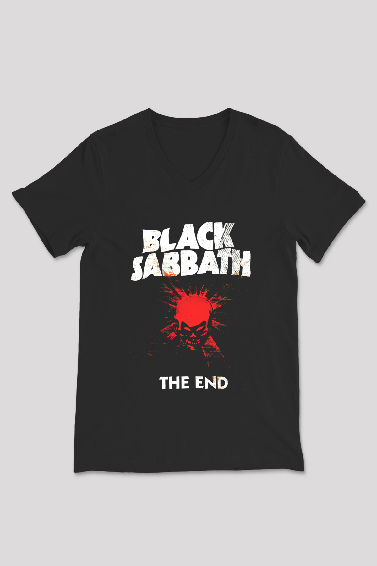 Black Sabbath Siyah Unisex V Yaka Tişört T-Shirt