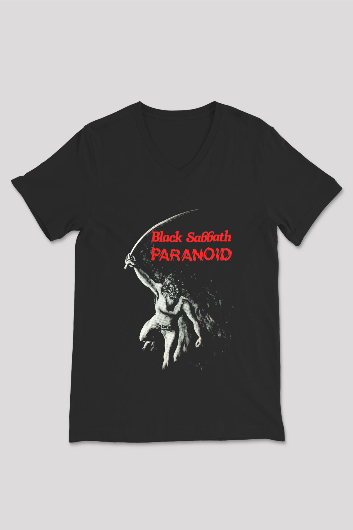 Black Sabbath Siyah Unisex V Yaka Tişört T-Shirt