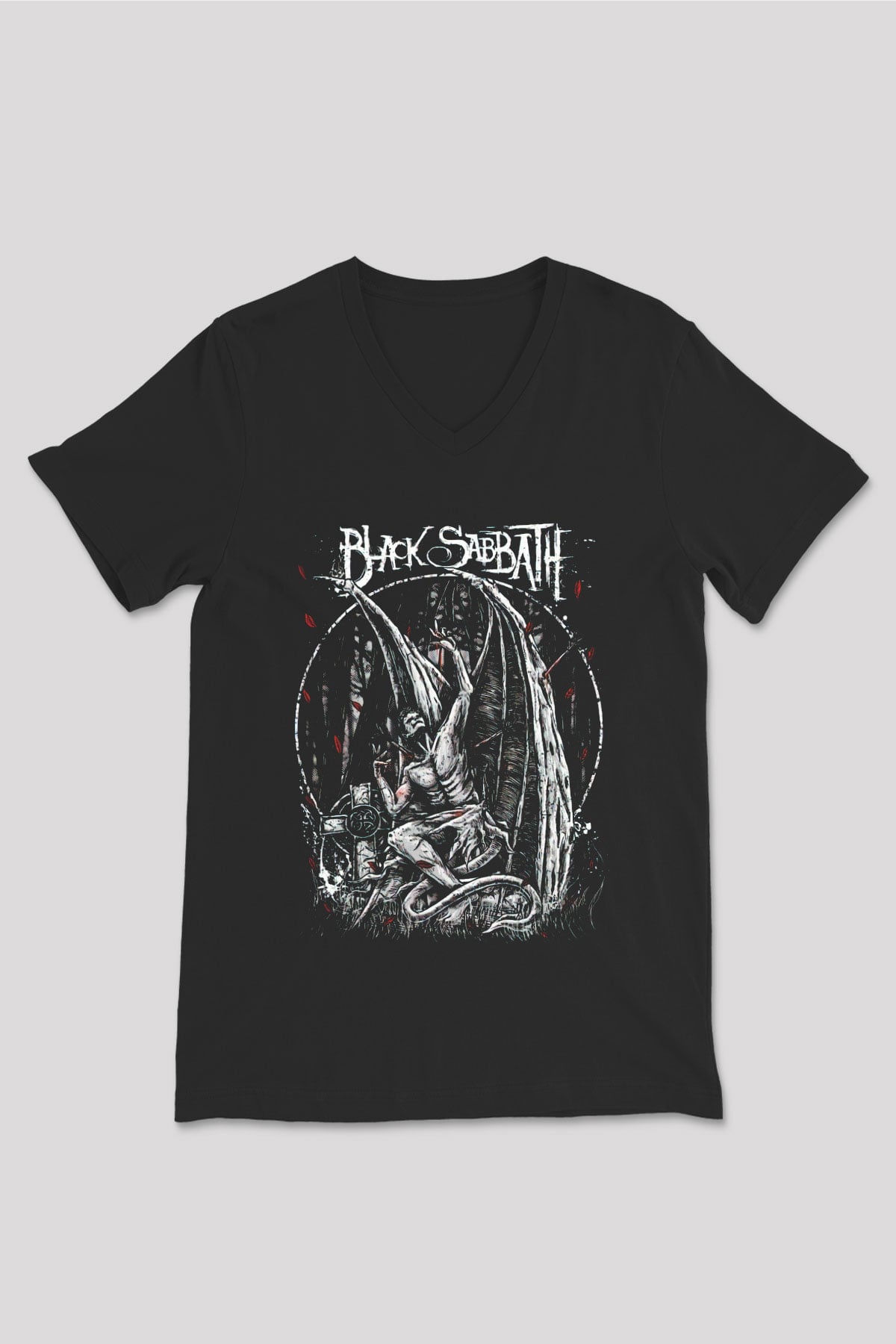 Black Sabbath Siyah Unisex V Yaka Tişört