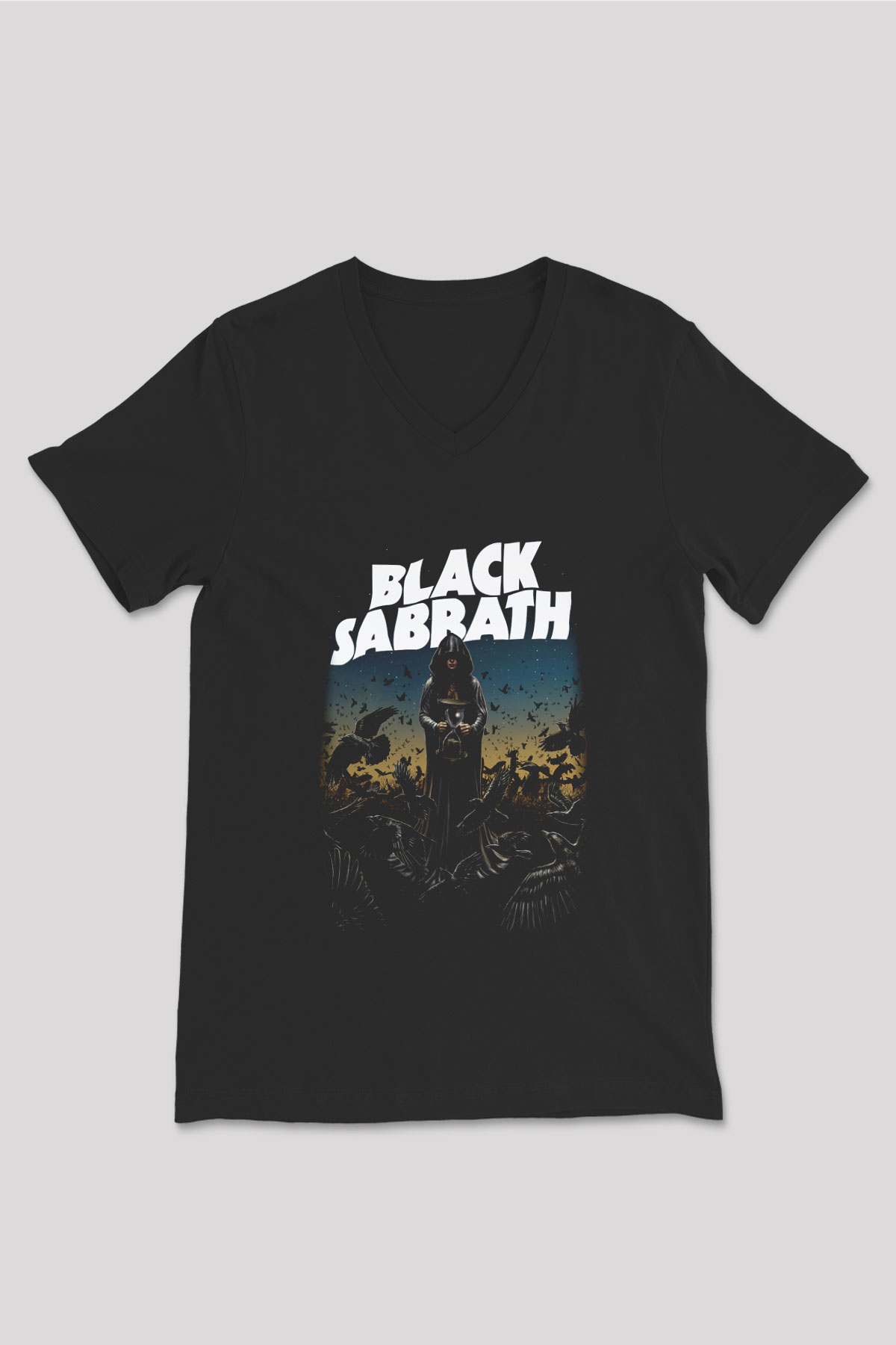 Black Sabbath Siyah Unisex V Yaka Tişört T-Shirt