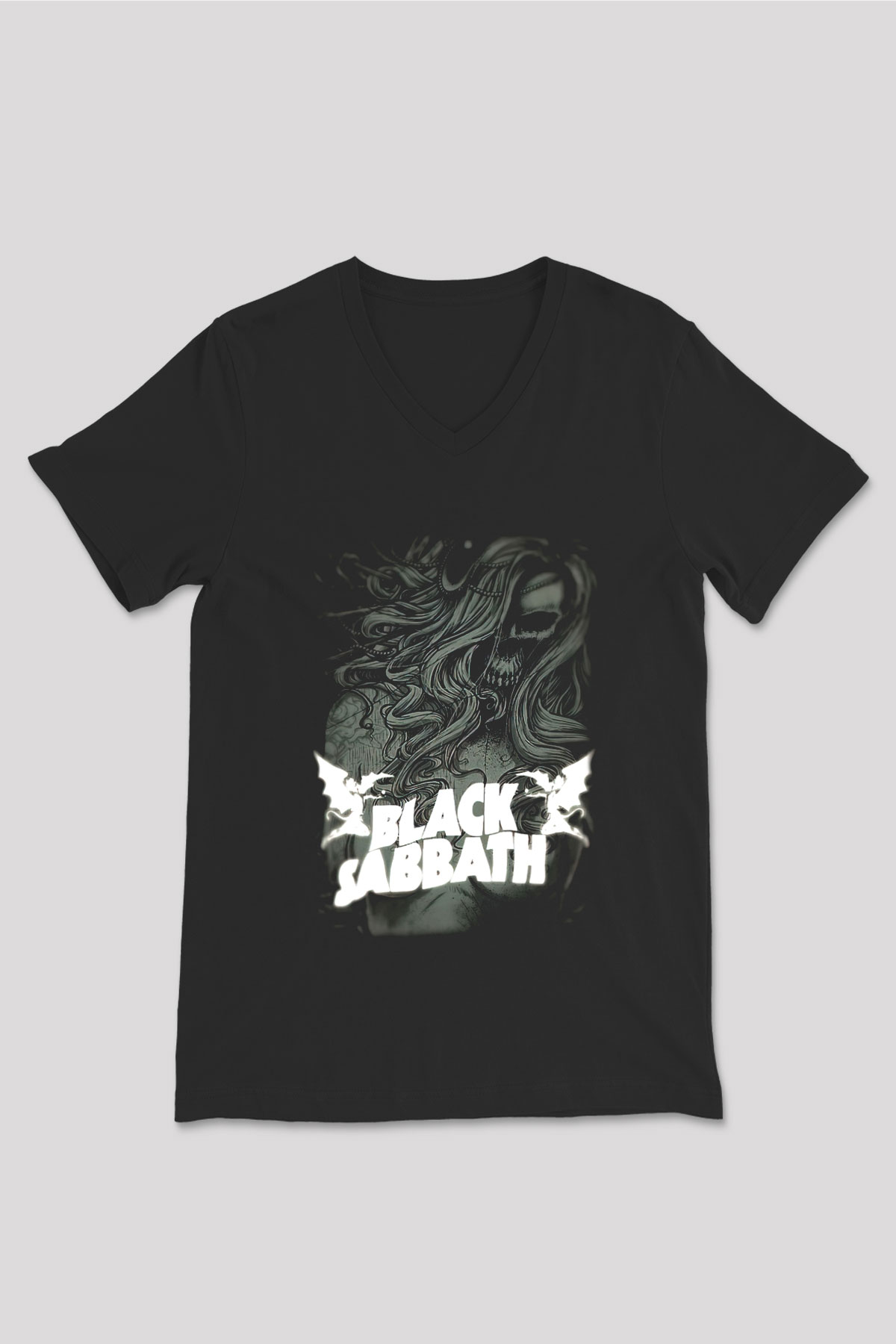 Black Sabbath Siyah Unisex V Yaka Tişört T-Shirt