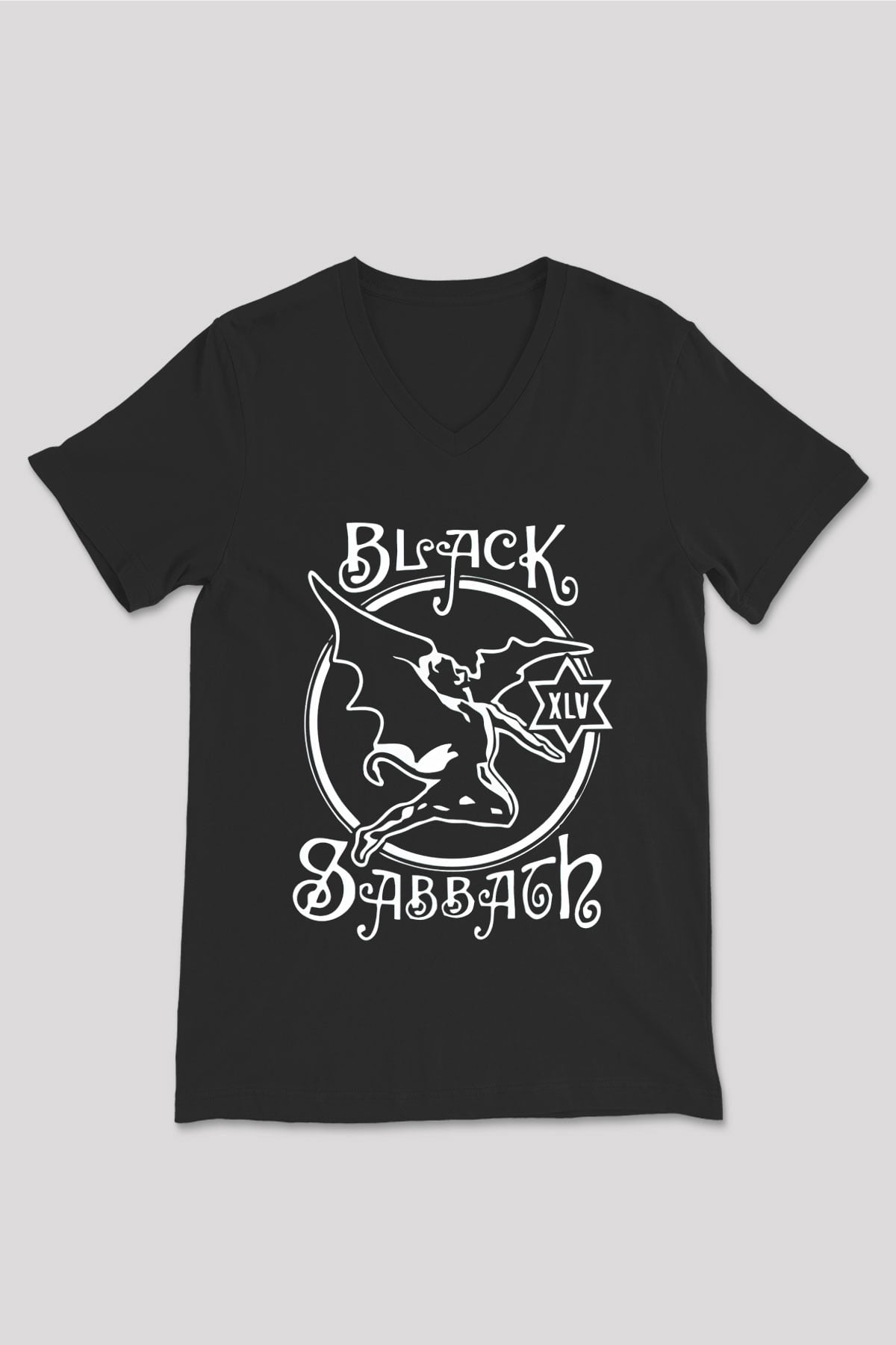 Black Sabbath Siyah Unisex V Yaka Tişört