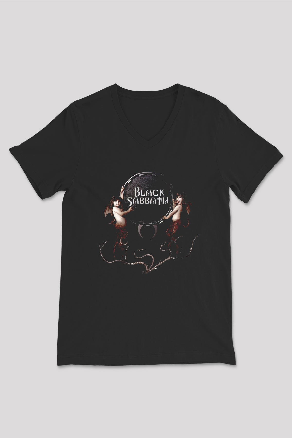 Black Sabbath Siyah Unisex V Yaka Tişört