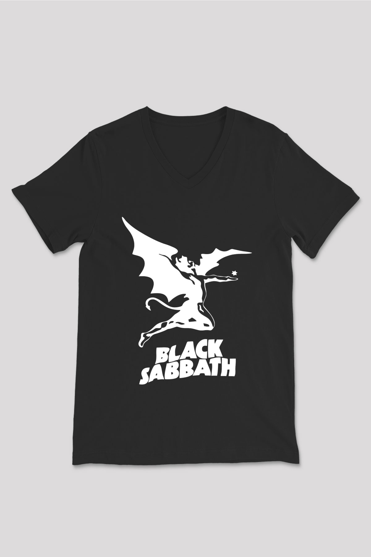 Black Sabbath Siyah Unisex V Yaka Tişört T-Shirt