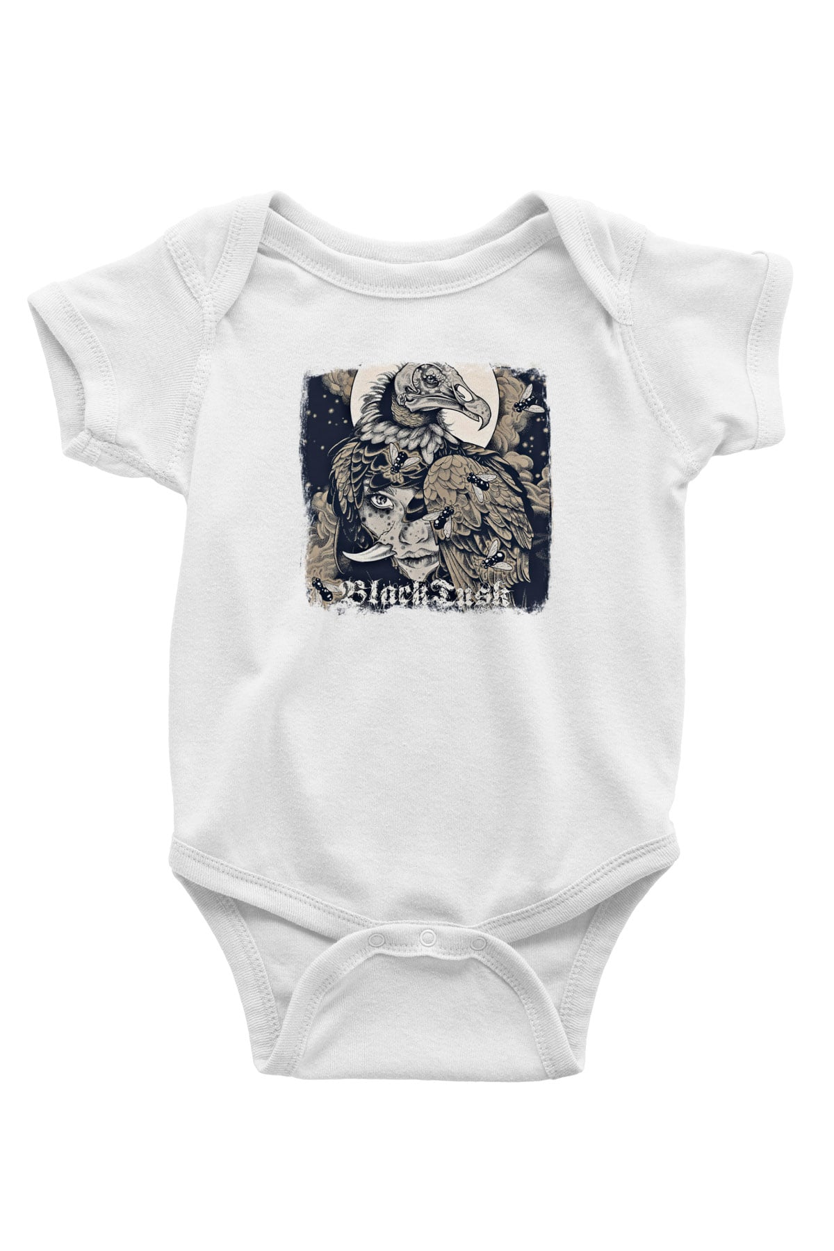 Black Tusk Baskılı Unisex Beyaz Bebek Body - Zıbın