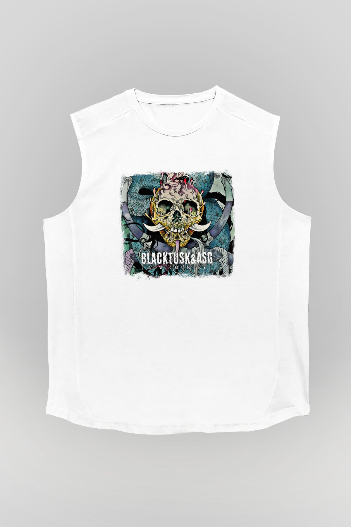 Black Tusk Baskılı Unisex Beyaz Kolsuz Tişört