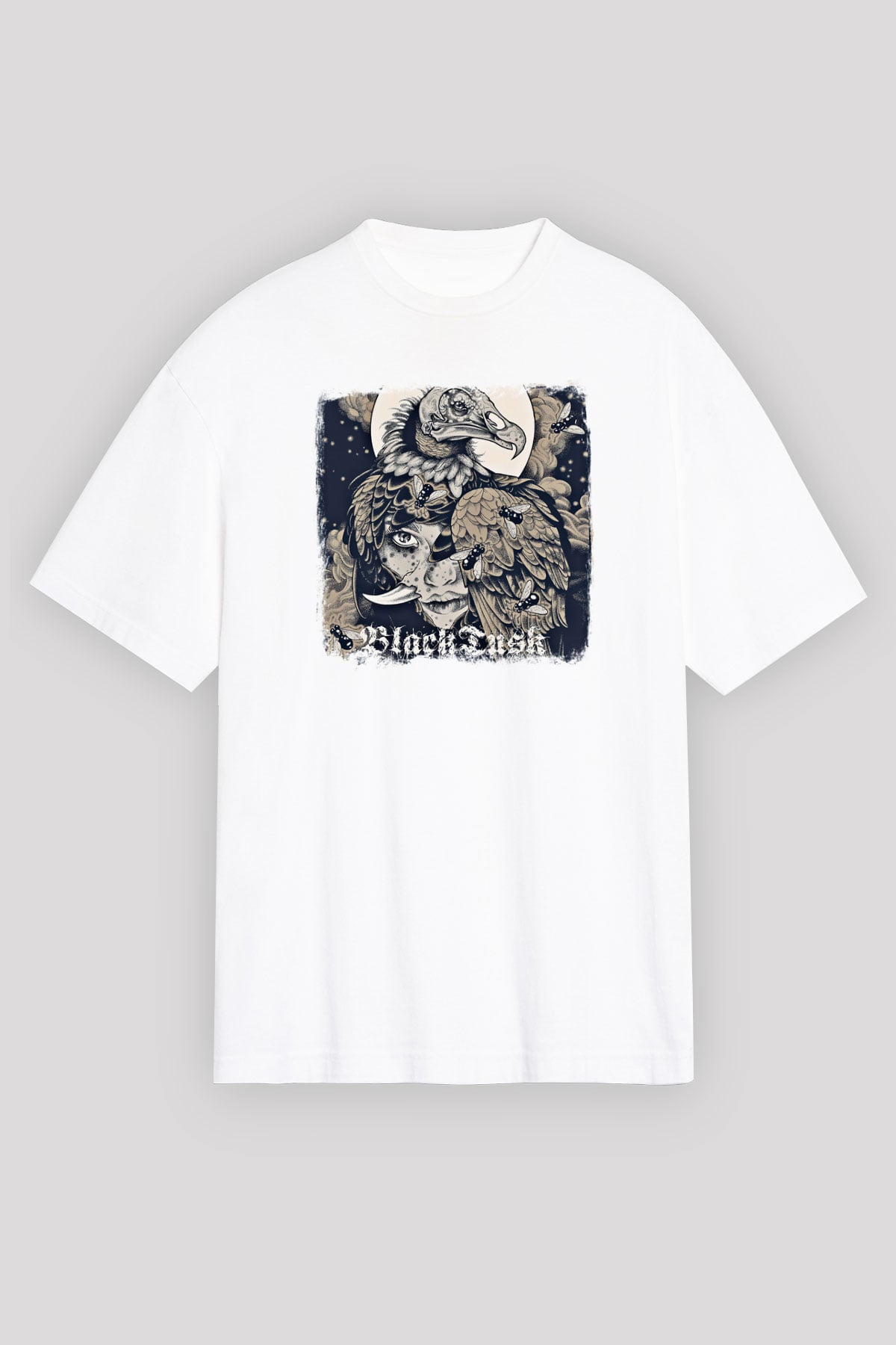 Black Tusk Baskılı Unisex Beyaz Oversize Tişört
