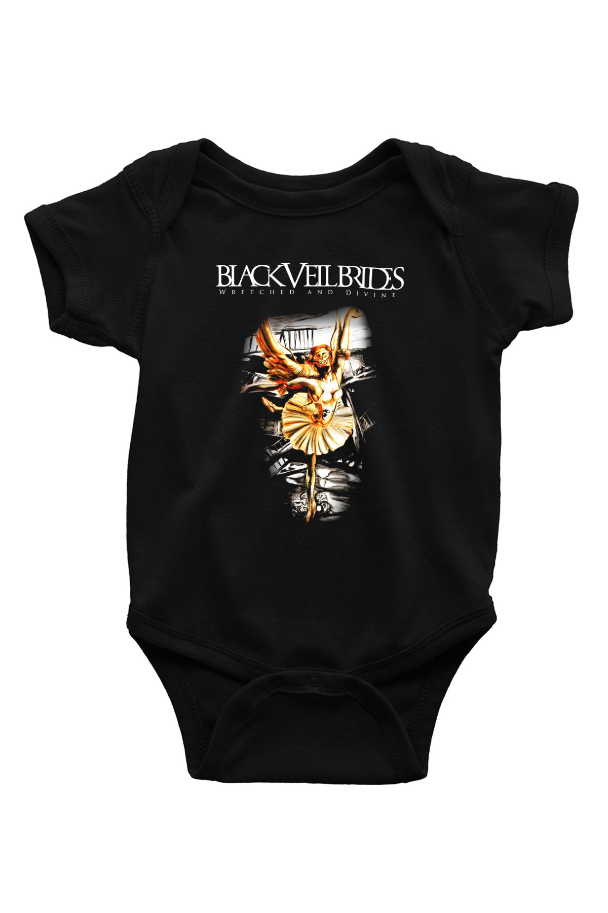 Black Veil Brides Baskılı Siyah Bebek Body - Zıbın