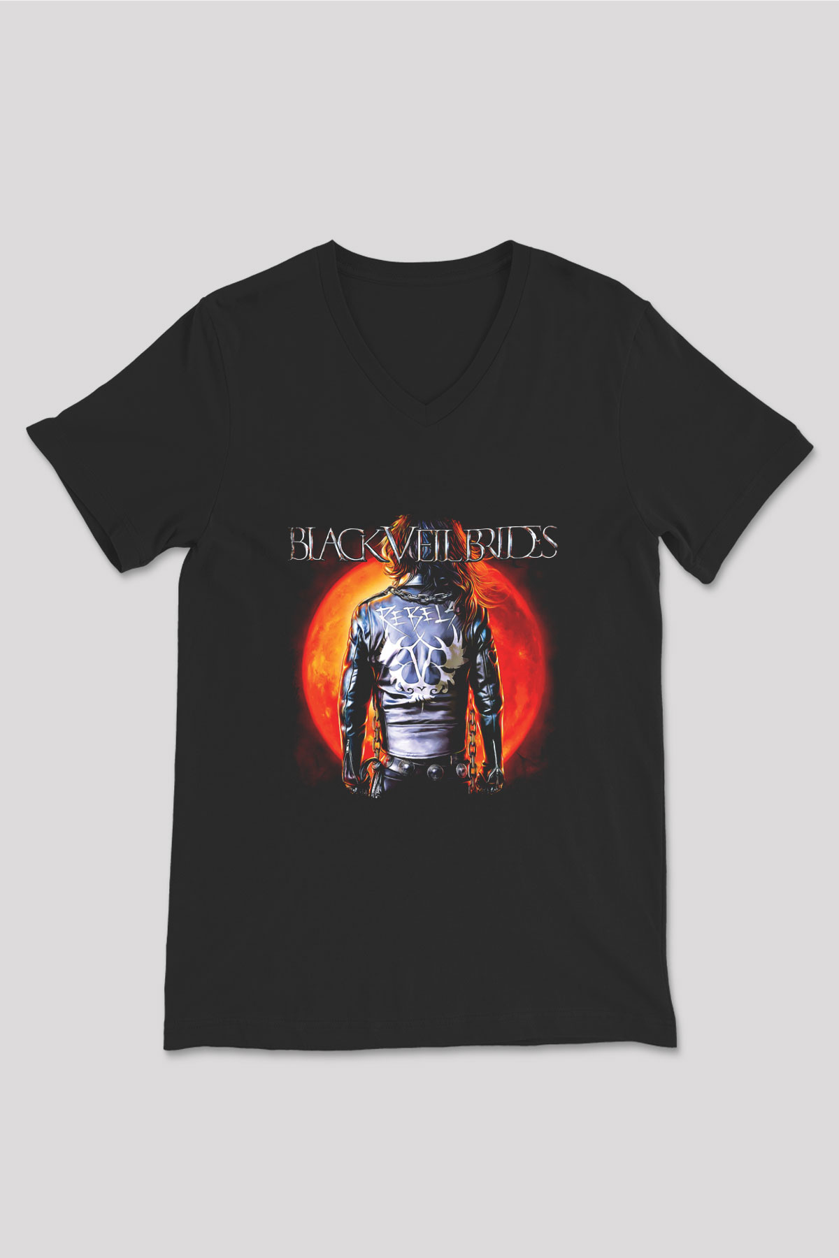 Black Veil Brides Baskılı Unisex Siyah V Yaka Tişört